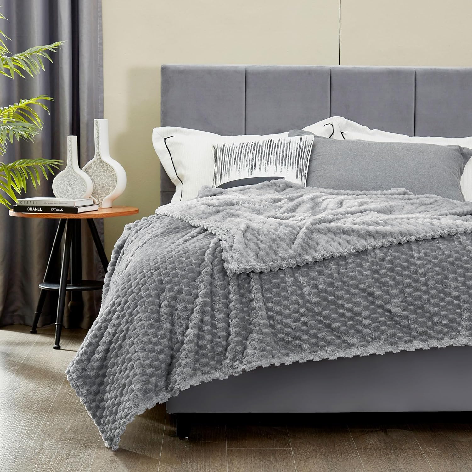 Manta decorativa de forro polar suave para sofá de 50 x 60 pulgadas, lujosa manta de franela de terciopelo con patrón 3D para dormitorio, manta