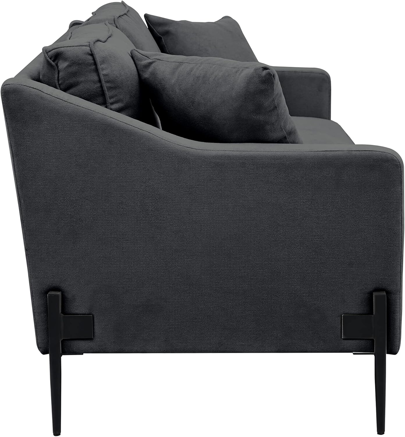 Merax Sofá de dos plazas tapizado moderno con patas de metal, duradero con 2 almohadas, capacidad de asiento para 2-3 personas, 2 plazas, gris