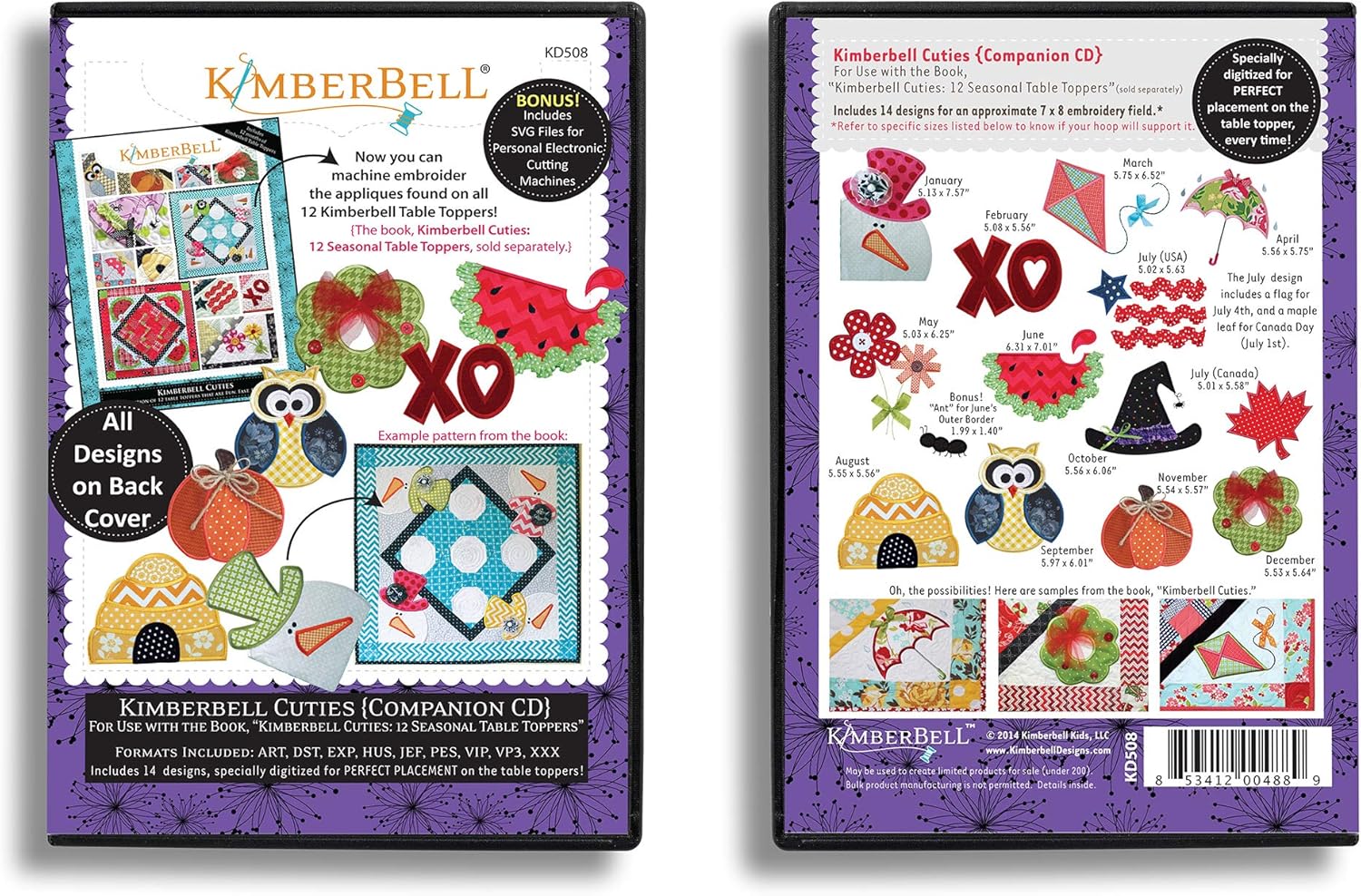 Kimberbell Cuties Companion Embroidery CD – Patrón de bordado digitalizado CD para máquina de bordar, instrucciones para diseños y técnicas únicos,