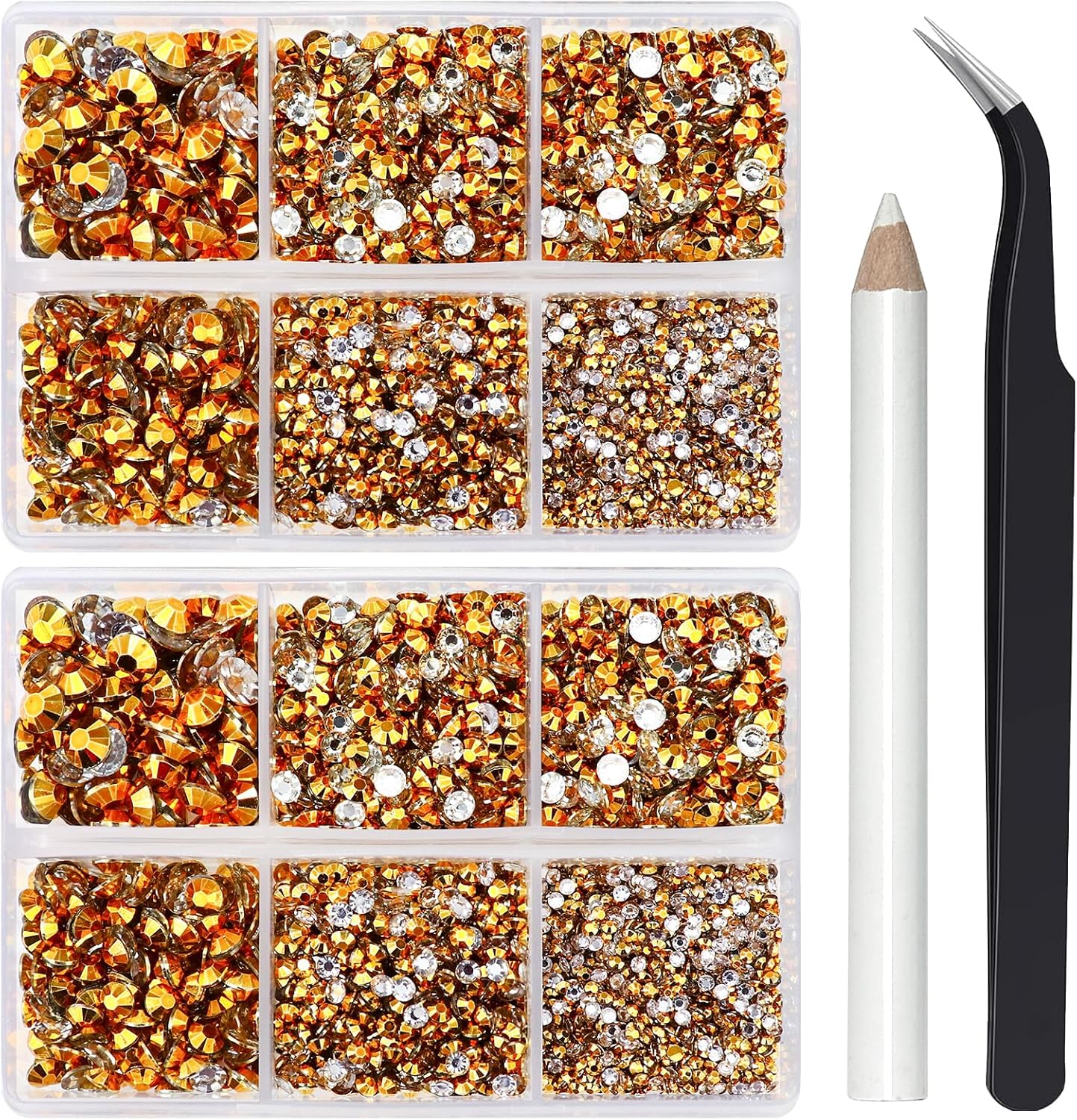Briskbloom 10000 diamantes de imitación dorados brillantes para manualidades, zapatos, ropa, diamantes de imitación dorados con parte trasera plana