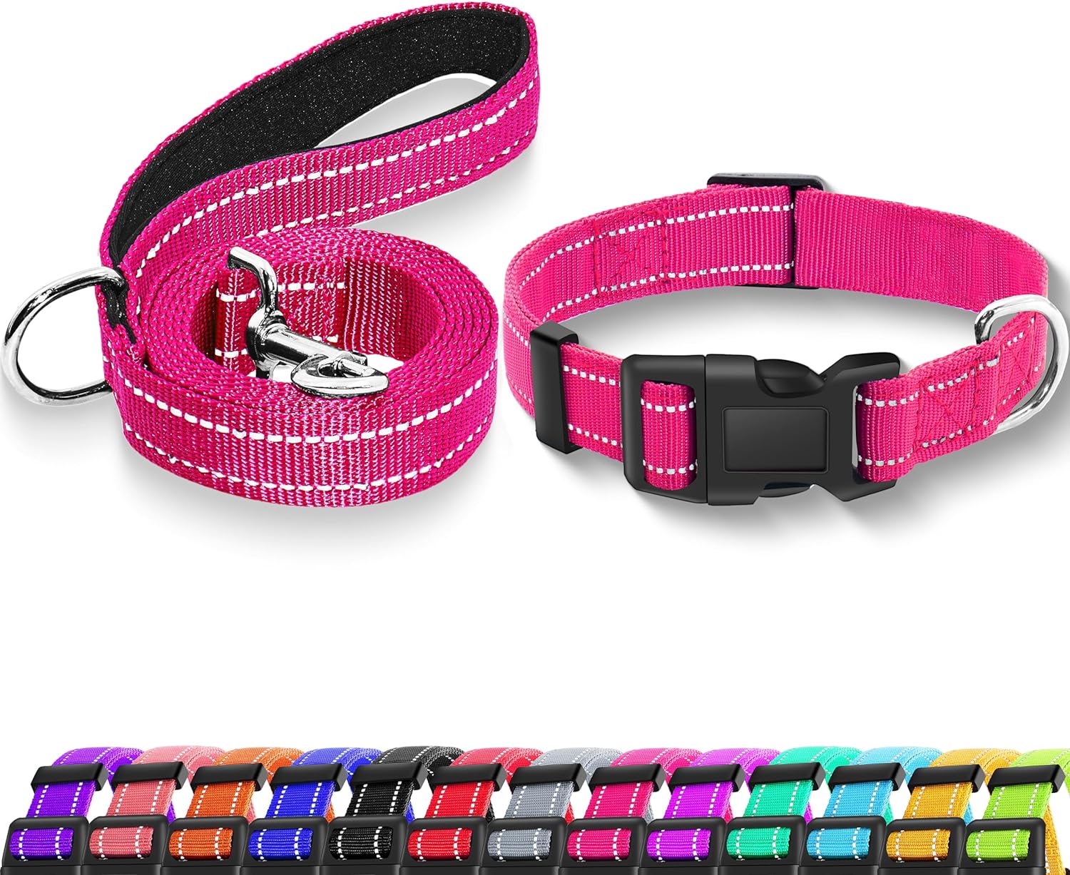 Maiiu Collar reflectante para perro con hebilla de bloqueo de seguridad, collares de nailon suaves y transpirables ajustables para perros pequeños,