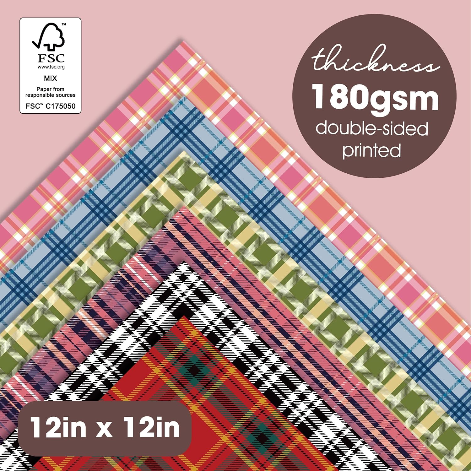 Paquete de bloc de papel de doble cara de 12 x 12 pulgadas, 36 hojas, para hacer tarjetas, planificador de diario, decoración de origami,