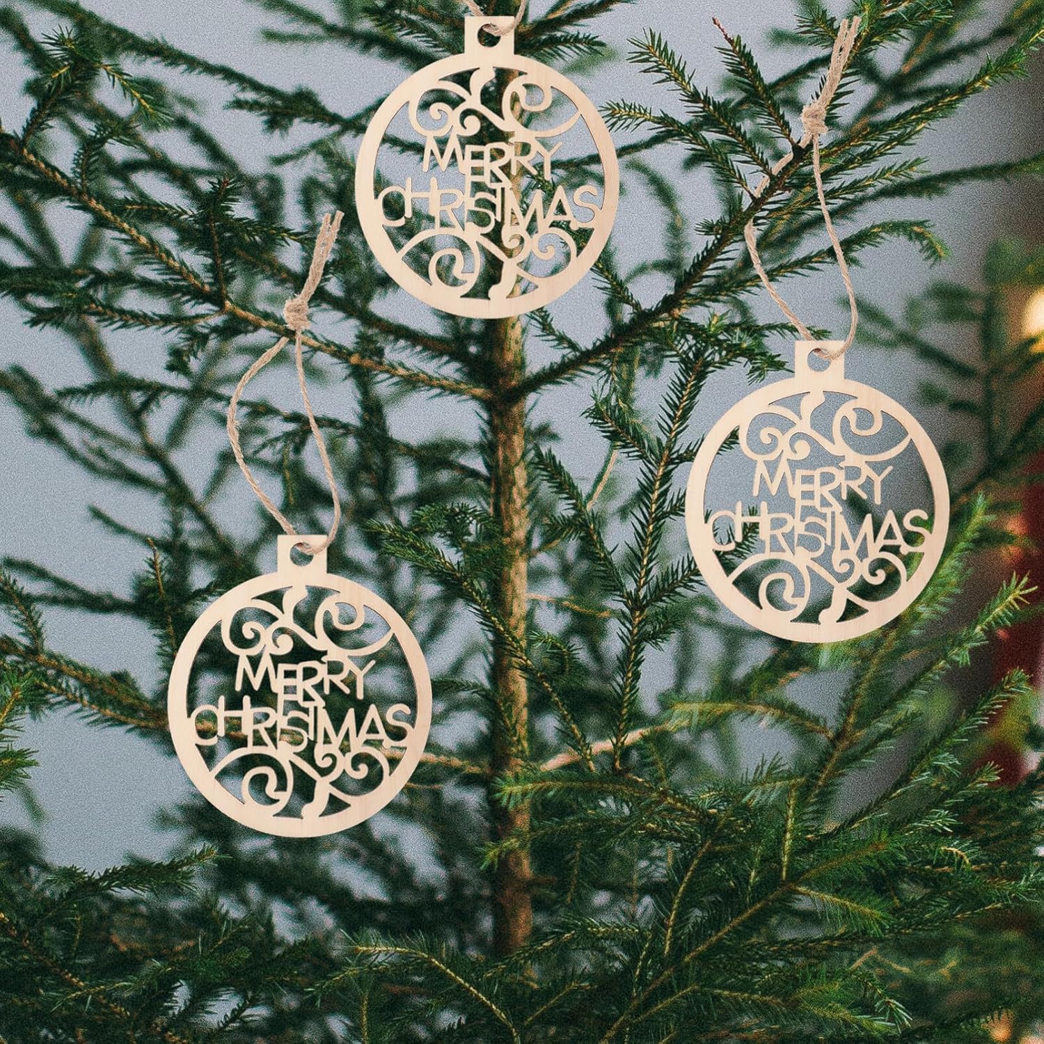 Didiseaon Círculo de madera sin terminar para manualidades, adornos de árbol de Navidad, recortes redondos, rebanadas para Navidad, manualidades,