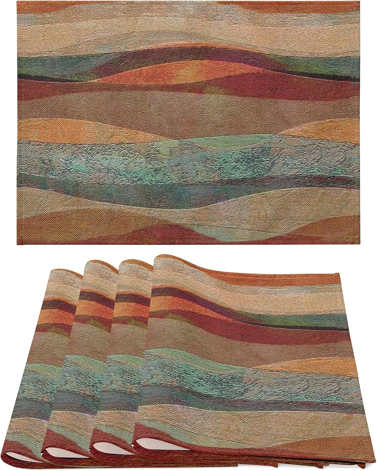 Juego de 4 manteles individuales, diseño de travertino del suroeste de Arizona, arenisca, antideslizantes, resistentes al calor, manteles