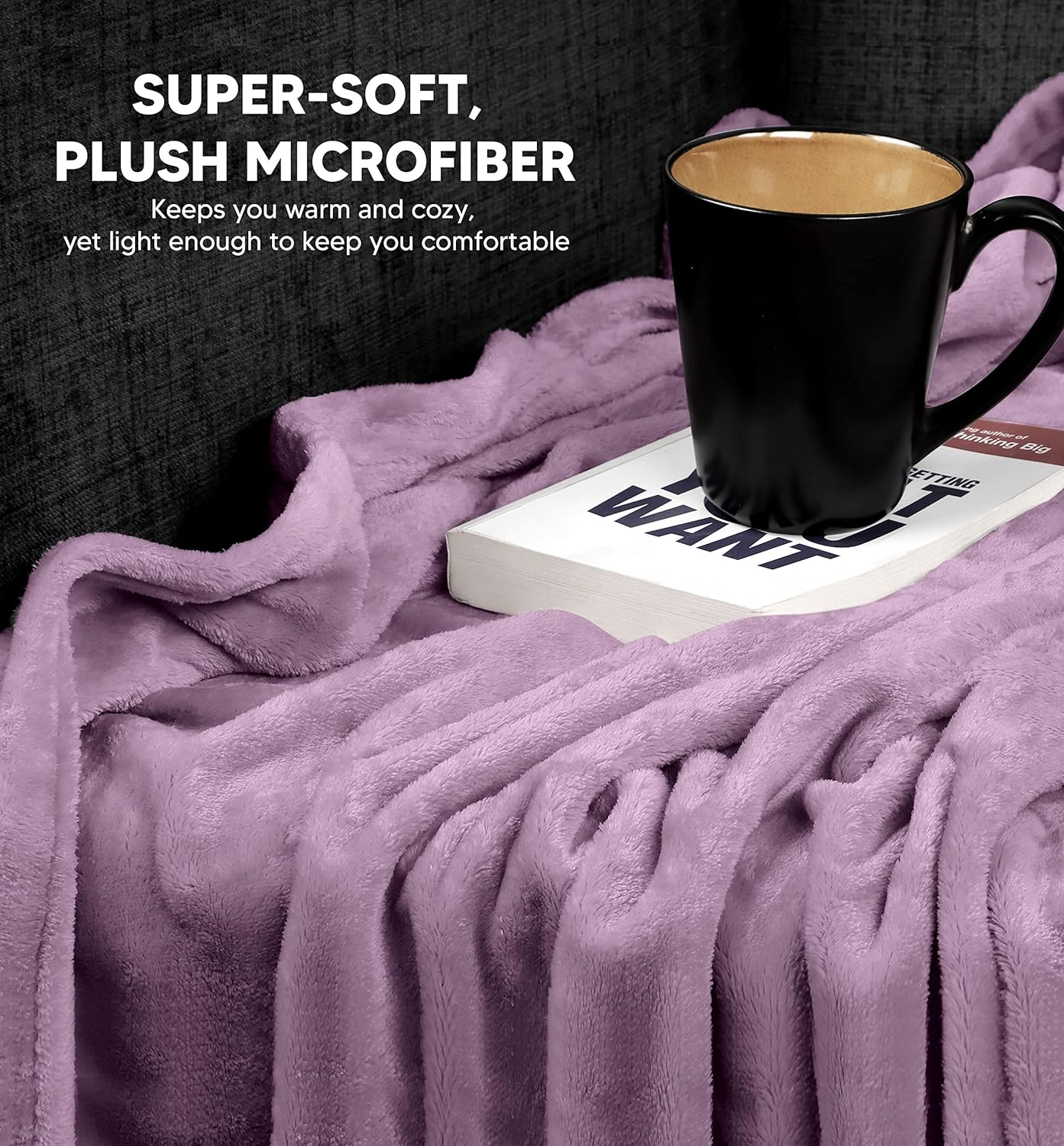 Utopia Bedding Manta de forro polar, tamaño King, color lila, de 10.58 ozm, de lujo, mullida, suave, antiestática, de microfibra (90 x 102 pulgadas)