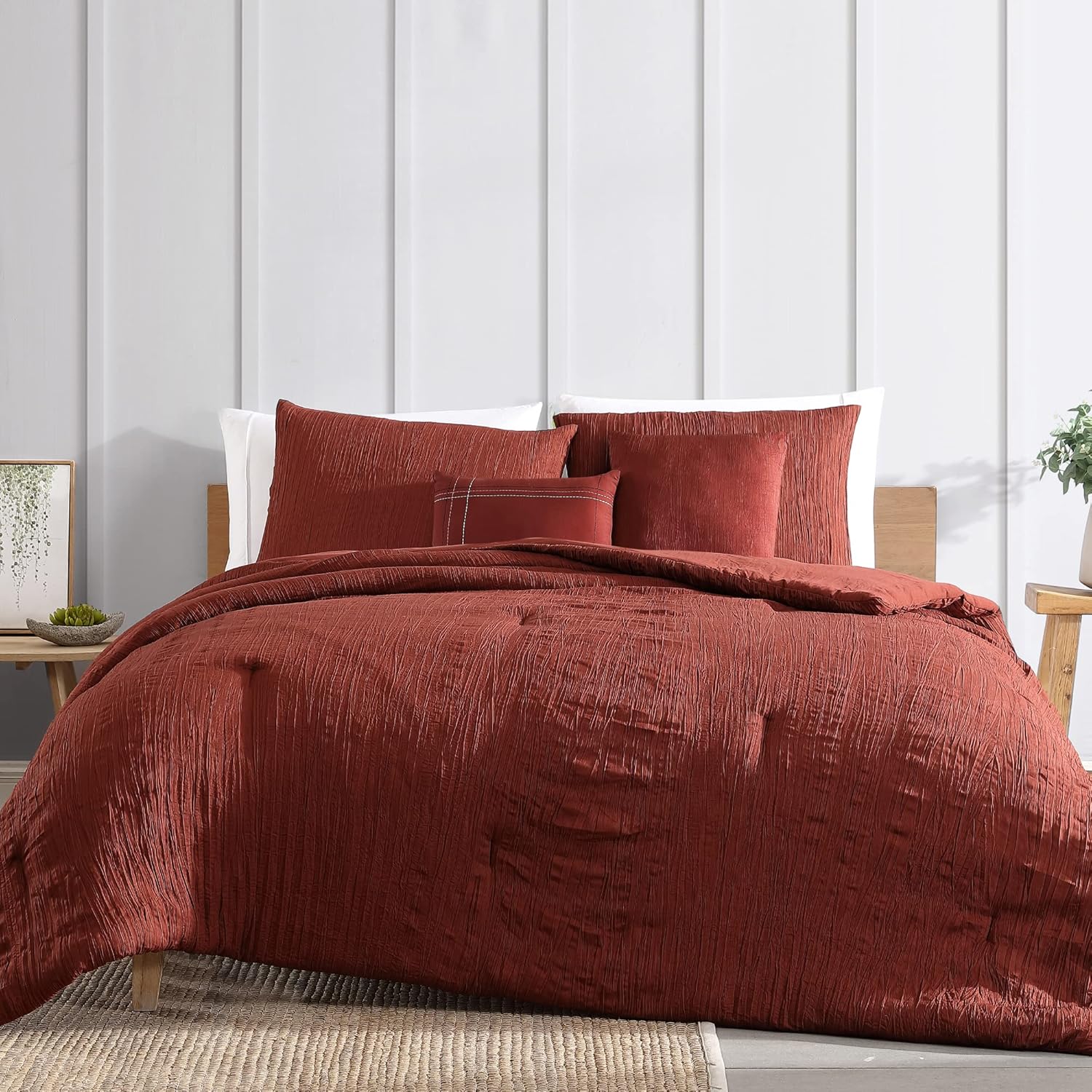Modern Threads – Juego de edredón de 5 piezas Reese Collection – Juego de cama reversible y elegante – Incluye edredón, fundas de almohada y