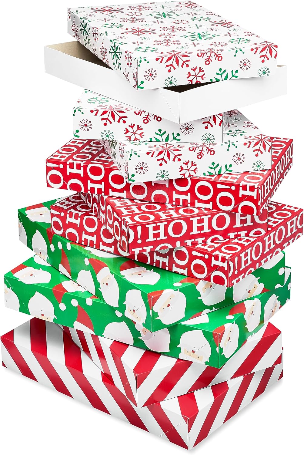 American Greetings Cajas de regalo a rayas rojas y blancas para Navidad y todos los días festivos (10 cajas, 6 cajas de camisa, 4 cajas de bata)