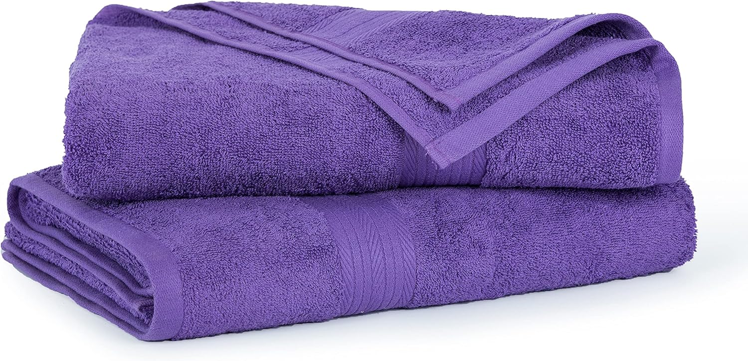 Toalla de mano de 18 x 28 pulgadas, 21.16 ozm, 100% algodón, suave y absorbente, 2 unidades, color morado