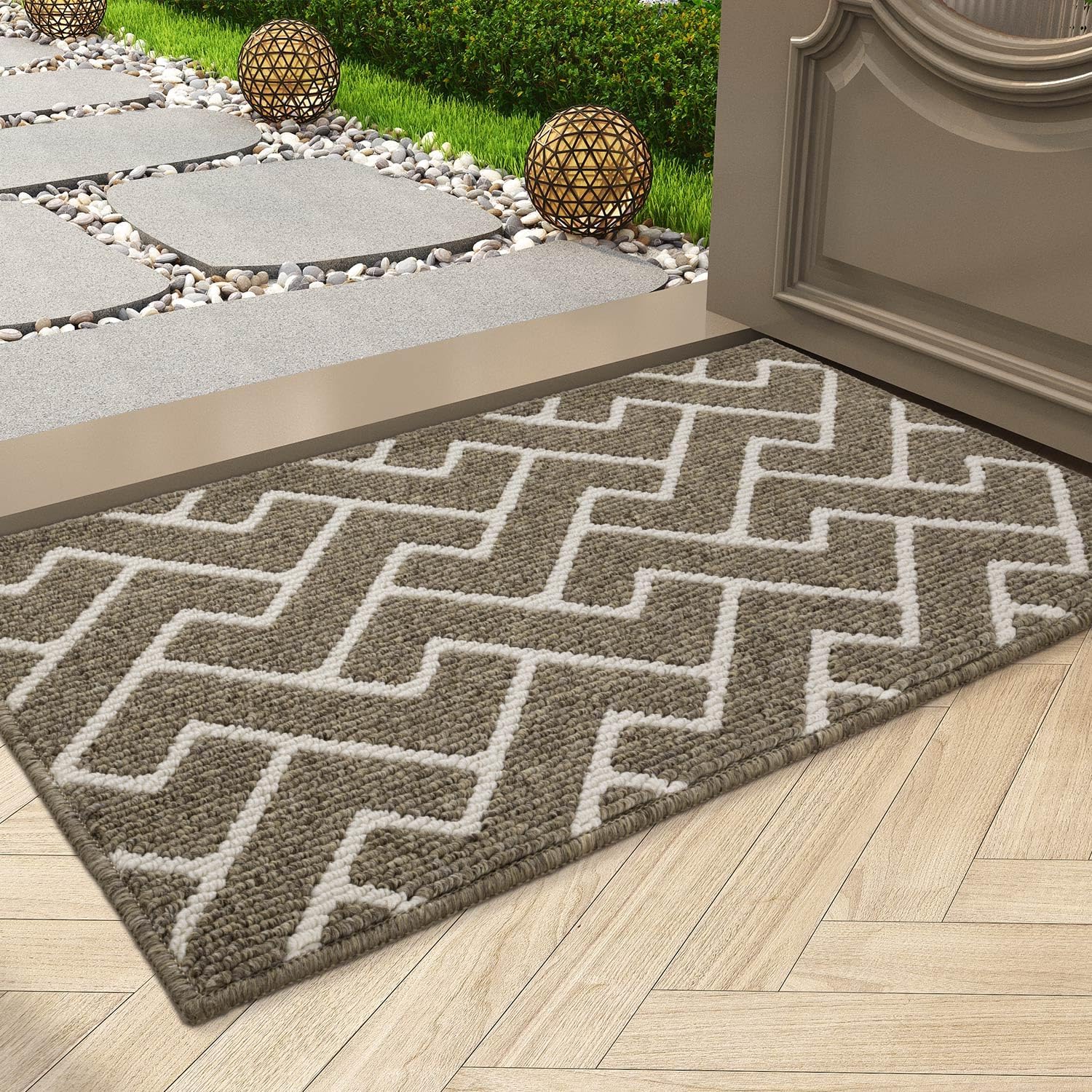 hicorfe Tapete para interiores, tapete para puerta delantera y trasera, parte trasera de goma, antideslizante, 20 x 31.5 pulgadas, de perfil bajo,