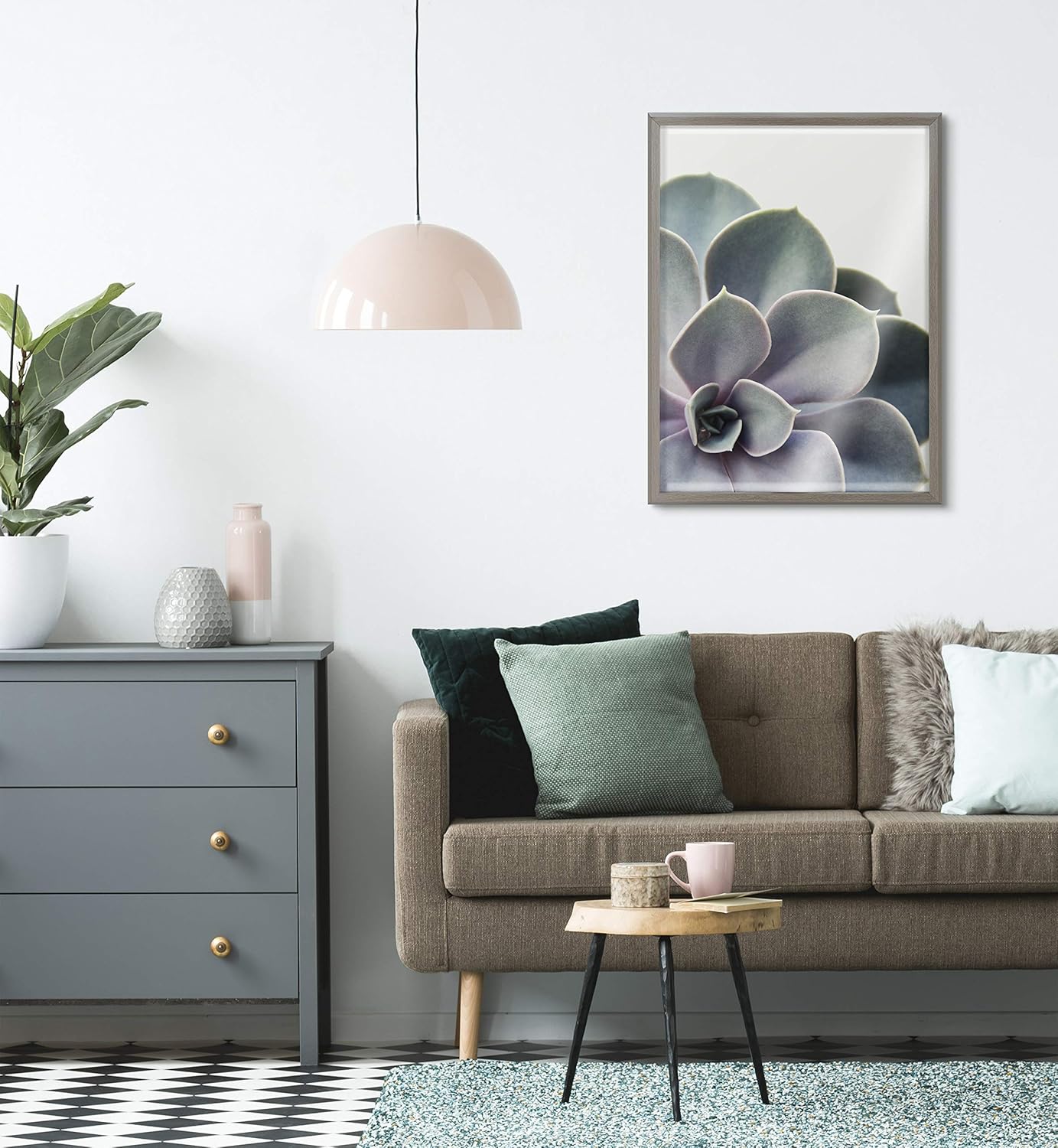 Kate and Laurel Blake Succulent – Arte de pared de vidrio impreso con 5 marcos por Emiko y Mark Franzen de F2Images, 18 x 24 pulgadas, color gris,