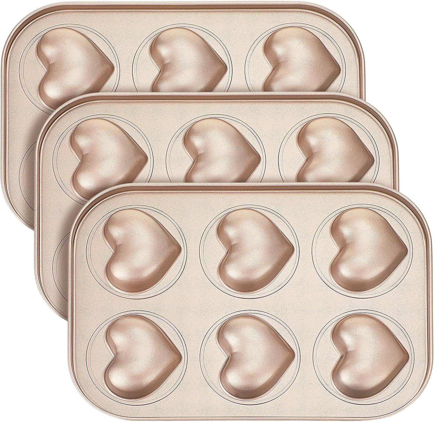 3 moldes para pasteles en forma de corazón, mini moldes para magdalenas, moldes de acero al carbono para cumpleaños, boda, día de San Valentín, 10.4