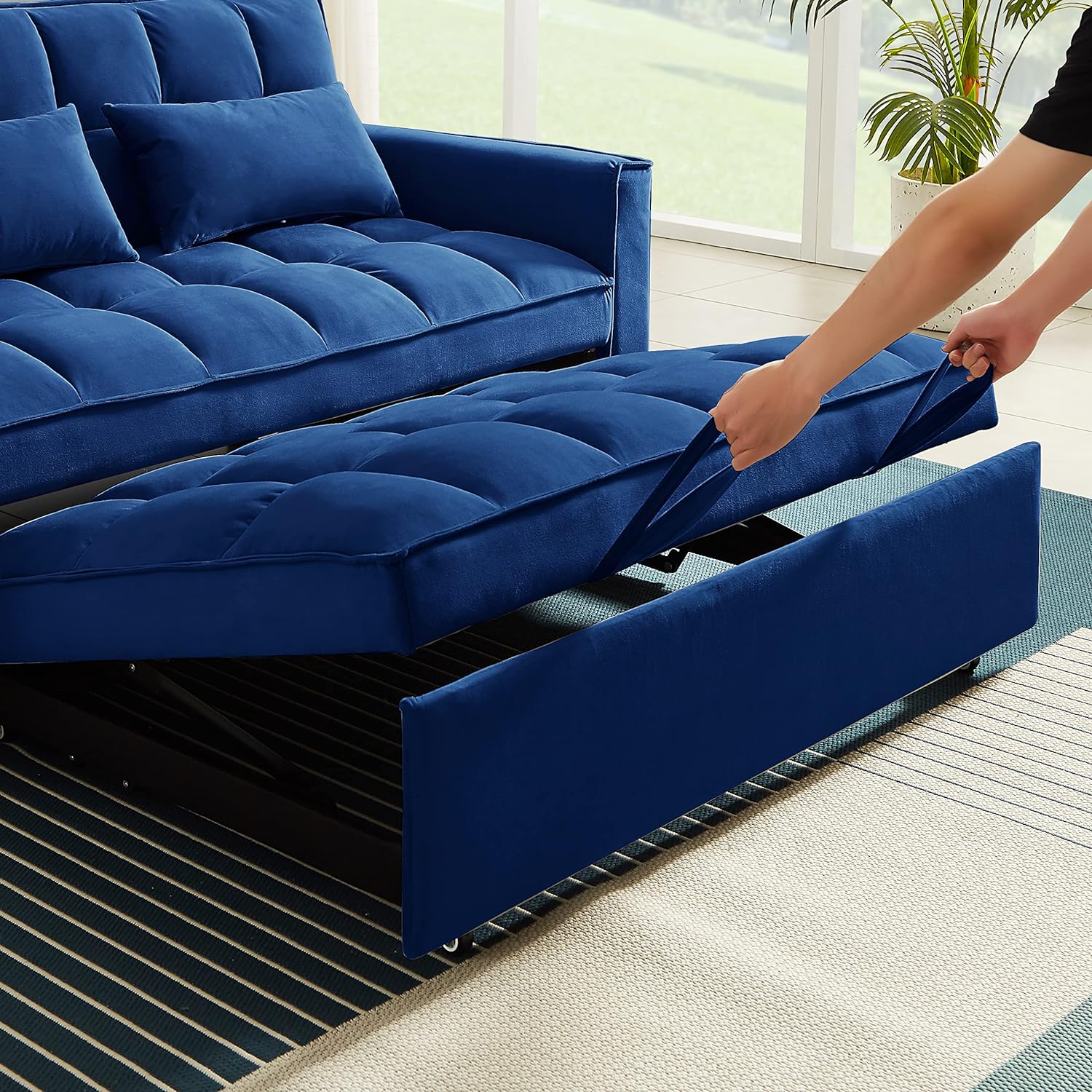 Moderno sofá futón tapizado, convertible a siesta, sofá cama suave y sofá cama para hogar, oficina, apartamento, espacio pequeño, sala de estar,