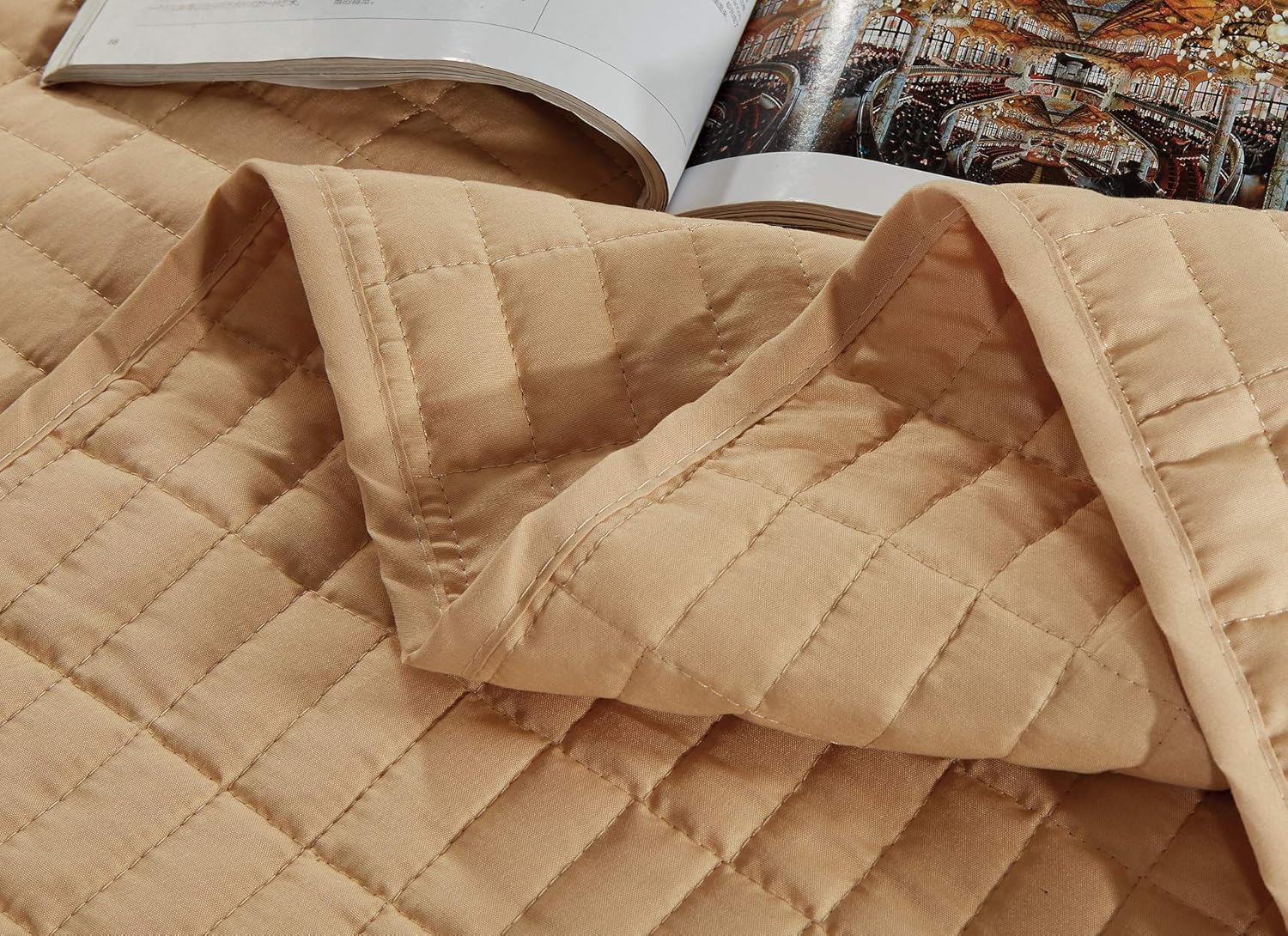 Juego de cama de 2 piezas y 3 piezas, diseño de caja rectangular con patrón de caja individual y extragrande