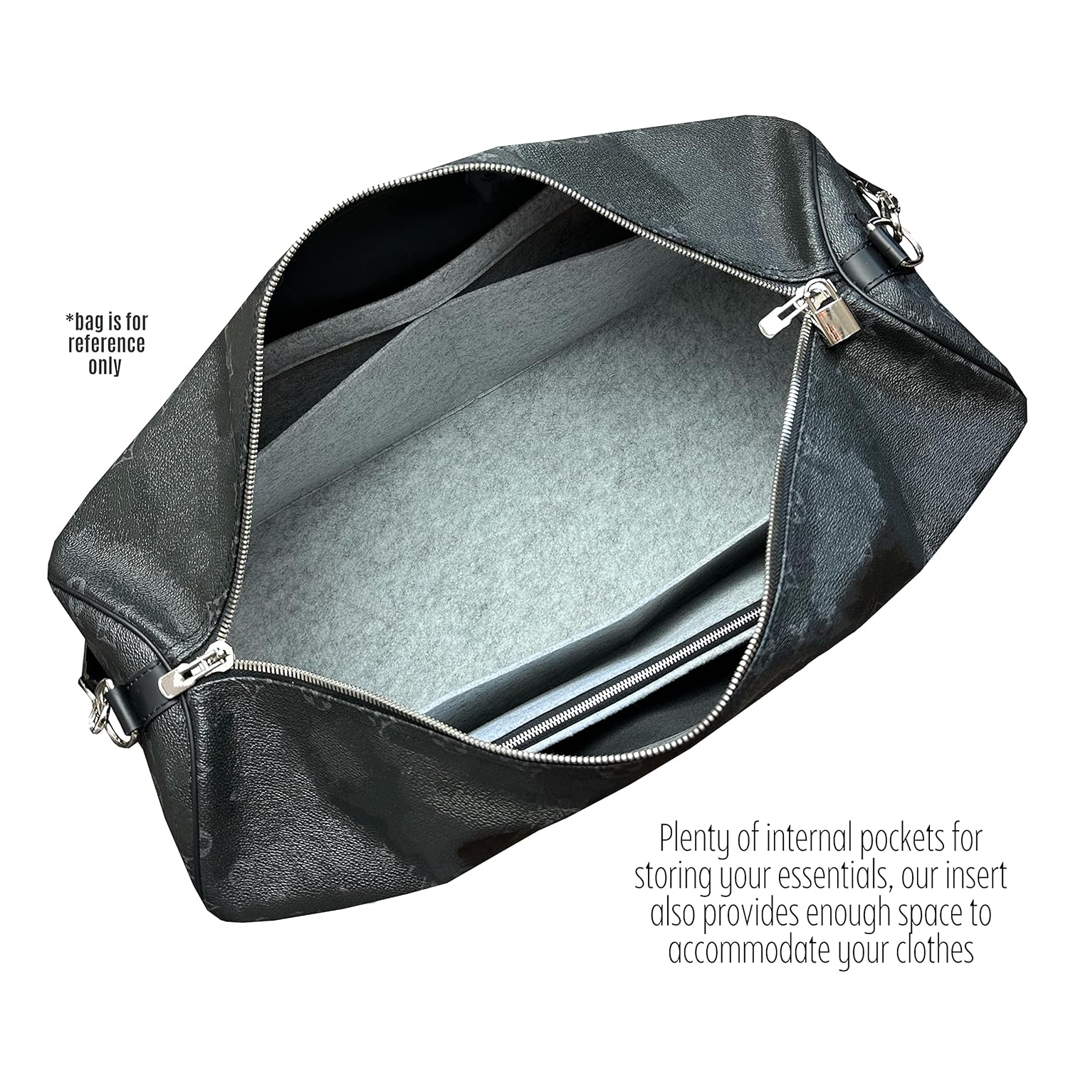 Keepall Bag Organizer for Lv Keepall 50 Insert Keepall 45 Organizer Base Shaper Handmade 3mm Premium Wool Felt Snug Sturdy (Keepall 45, Black)