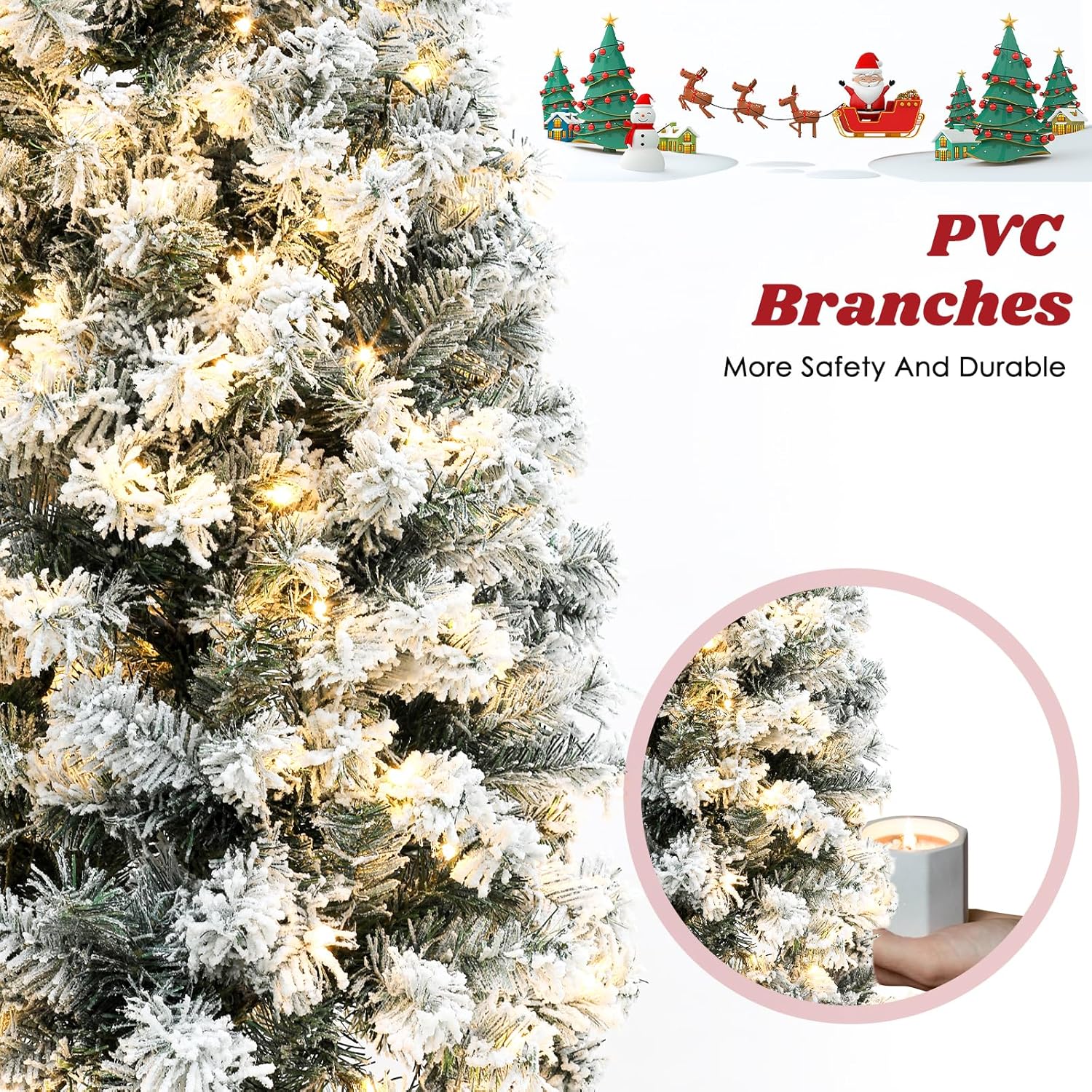 Árbol de pino artificial de Navidad para el hogar, oficina, decoración de fiesta con 170 luces blancas cálidas, bisagras y base de metal, árbol de