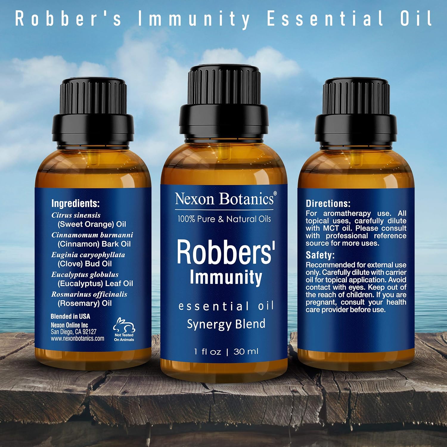 Robbers’ Immunity – Mezcla de aceites esenciales de 1.0 fl oz, comparable al aceite esencial On Guard, aceite esencial de refuerzo inmunológico,