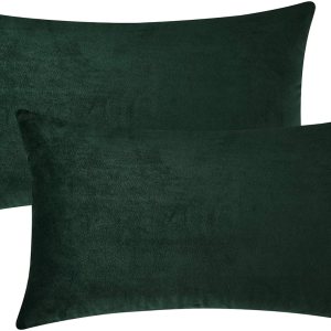 Mixhug – Fundas de almohada decorativas de terciopelo, fundas de cojín rectangulares para sofá y cama, juego de 2 fundas color verde oscuro, 12 x 20 Mixhug – Fundas de almohada decorativas de terciopelo, fundas de cojín rectangulares para sofá y cama, juego de 2 fundas color verde oscuro, 12 x 20
