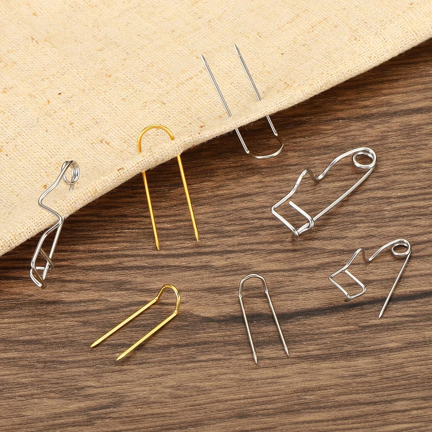 PATIKIL Pasadores de horquilla, 200 pines de acero inoxidable para coser en U de 0.7 pulgadas, pasadores de doble bloqueo para coser joyas, tela,