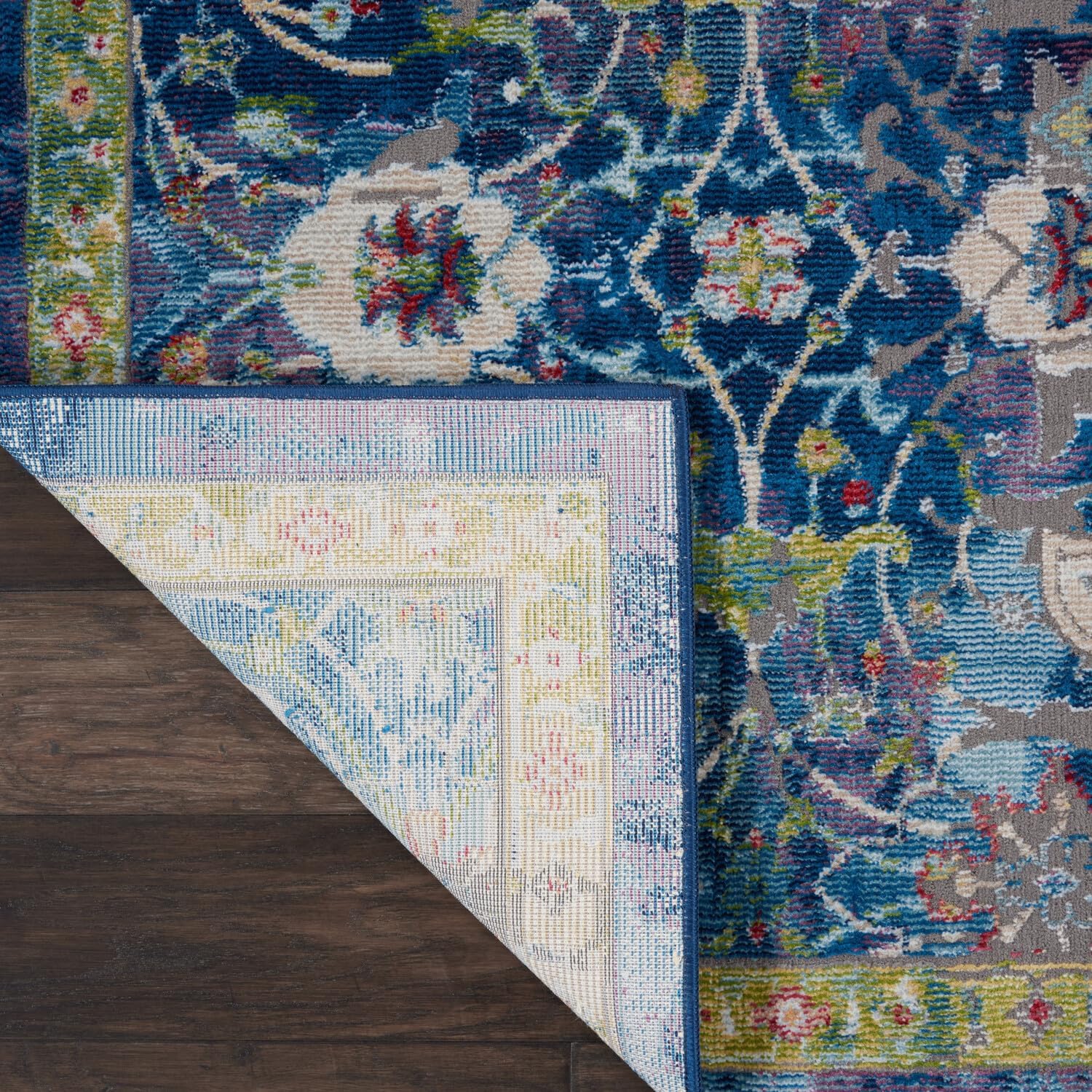Nourison Global – Alfombra vintage tradicional azul de 4 x 6 pies, fácil de limpiar, no se desprende, para dormitorio, sala de estar, comedor y