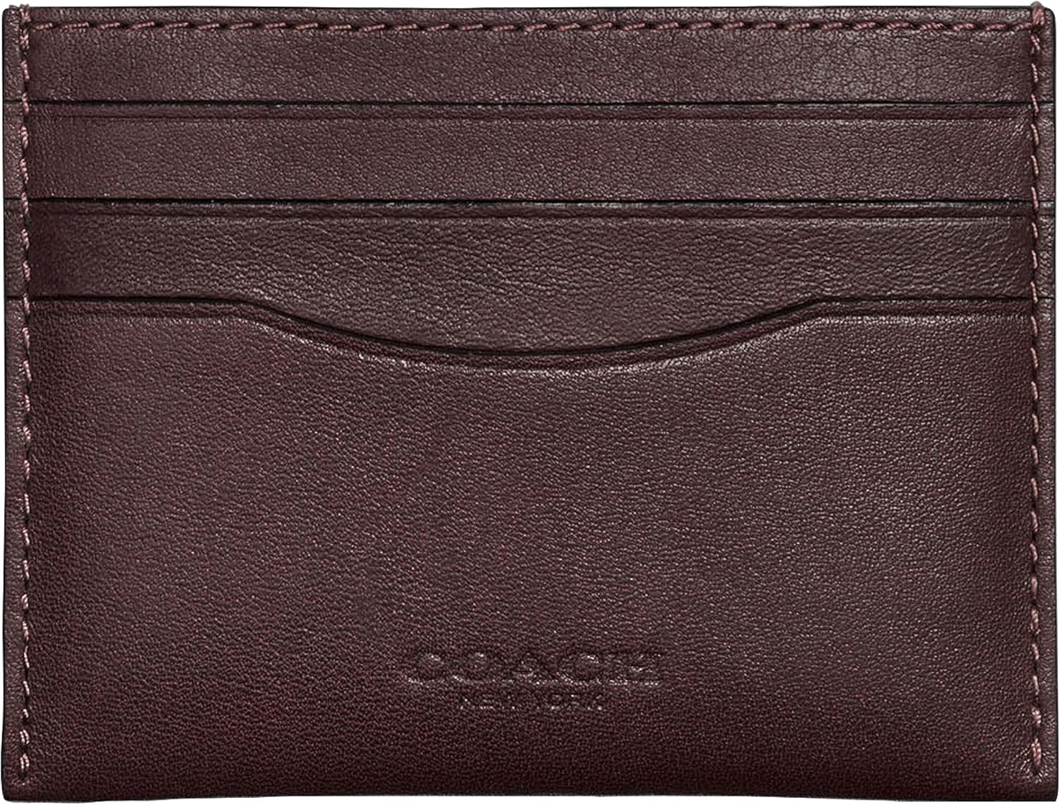Coach Tarjetero plano para hombre en becerro deportivo, Mahogany, Estuche de tarjeta plana en becerro deportivo