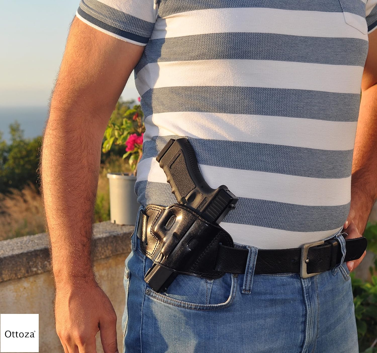 Ottoza Funda de cuero hecha a mano para pistola Glock (171919X23) para diestros Glock 19 Holster Owb – Glock 19X Holster Owb – Glock 17 Holster Owb