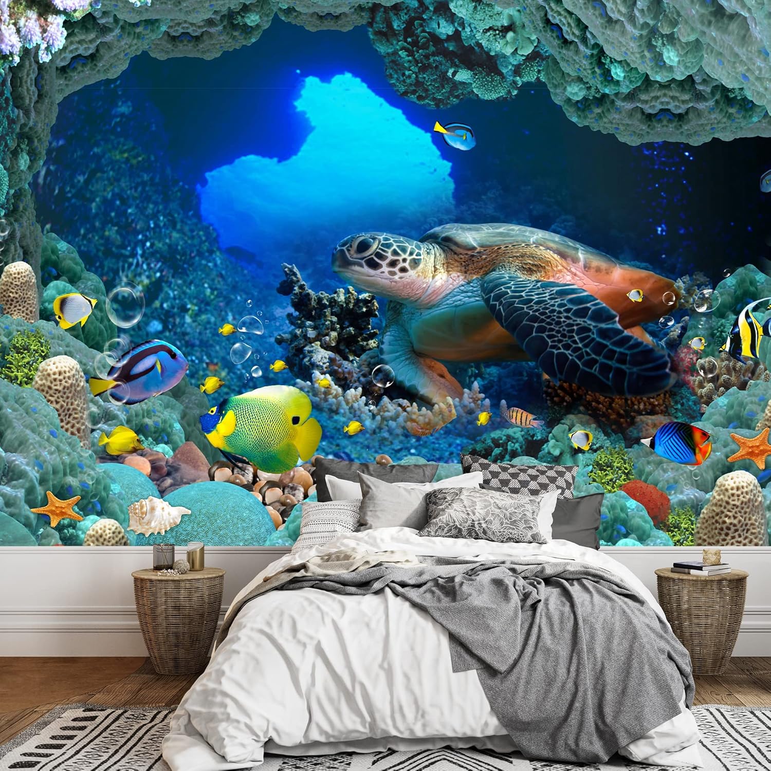 wall26 Mural de pared The Beautiful Undersea World – Papel tapiz autoadhesivo extraíble grande para decoración de pared, 66 x 96 pulgadas