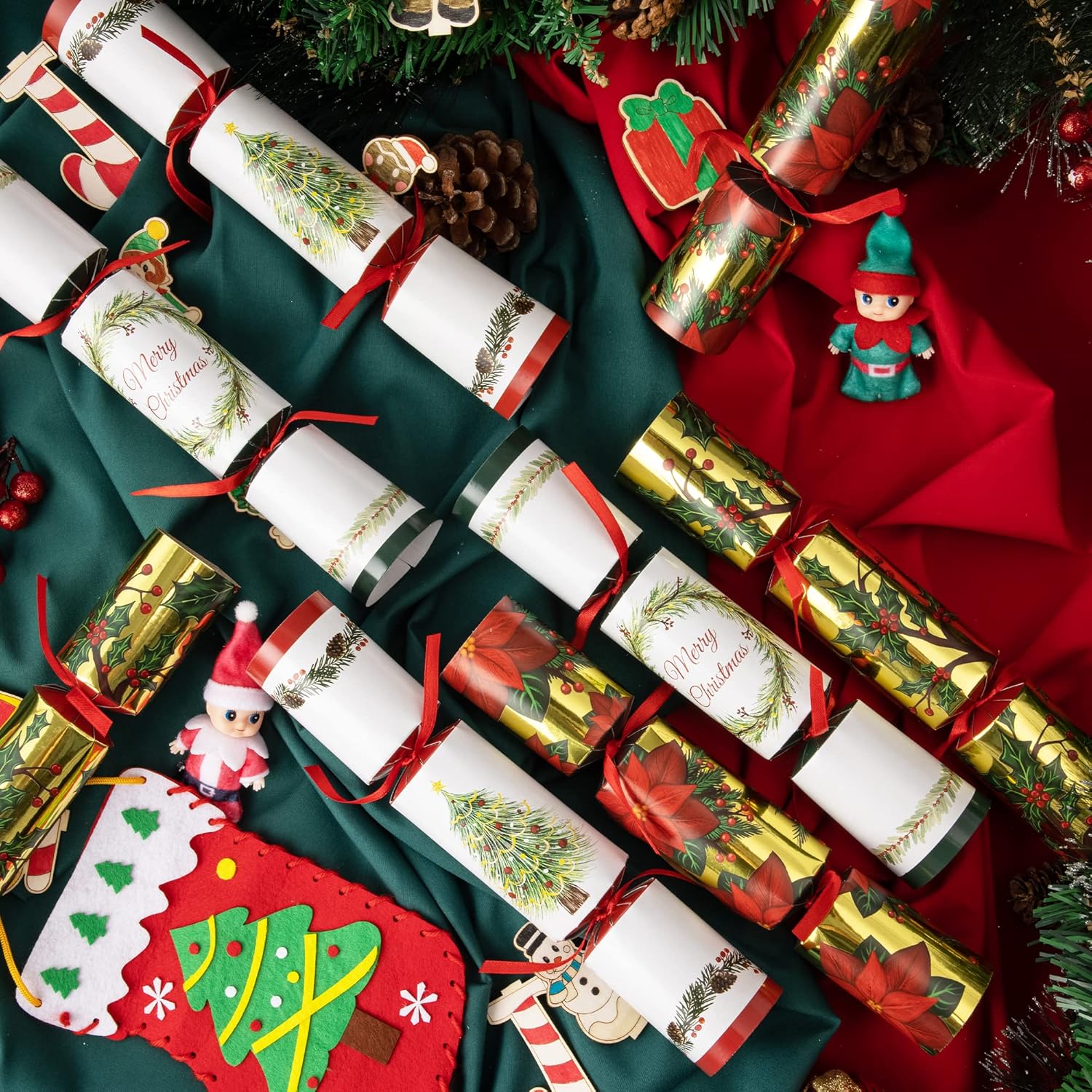 JOYIN Paquete de 8 recuerdos de fiesta de diseño clásico de Navidad, recuerdos de mesa de fiesta sin broches para regalo de Navidad, Navidad,