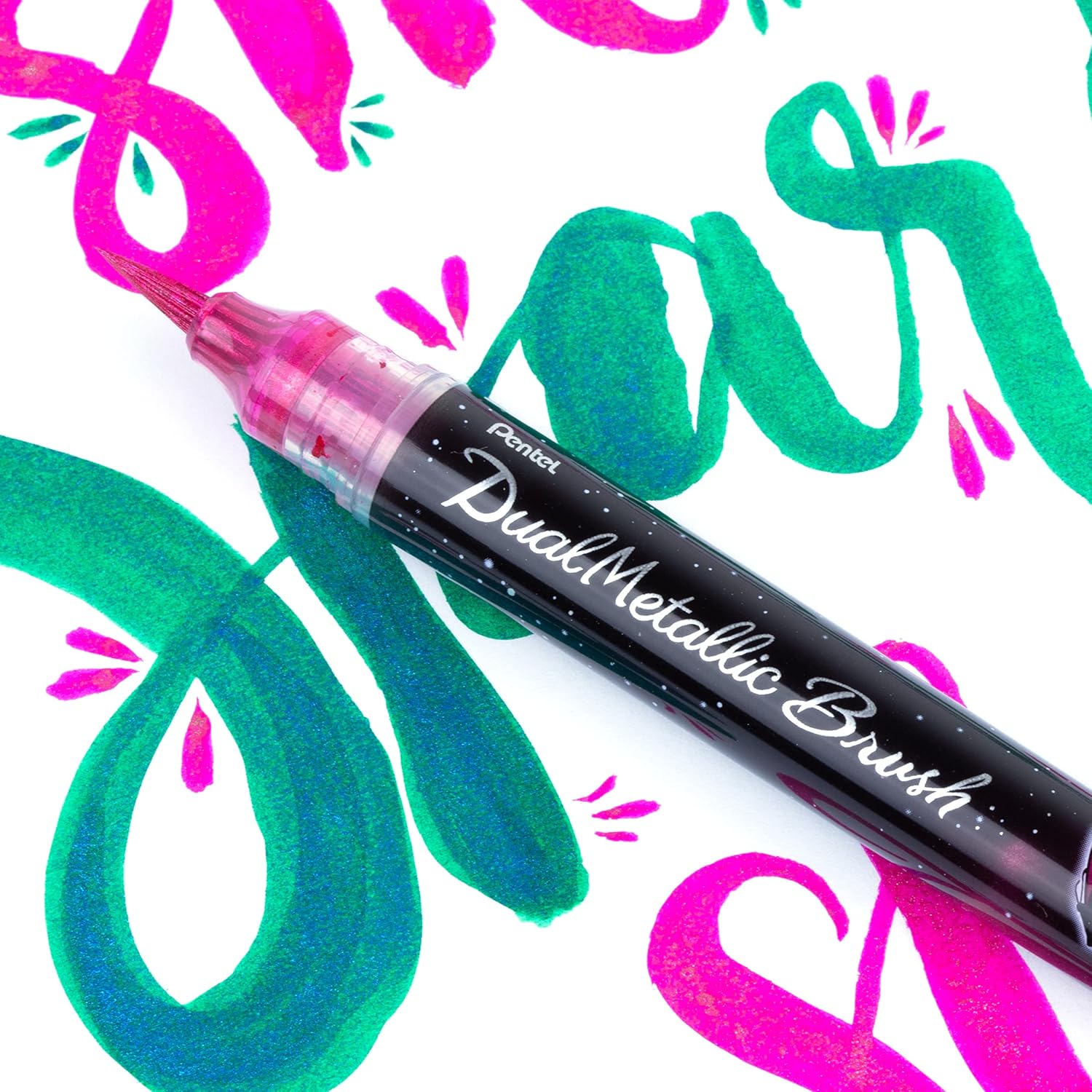 Pentel Arts DualMetallic – Brocha color rosa metálico