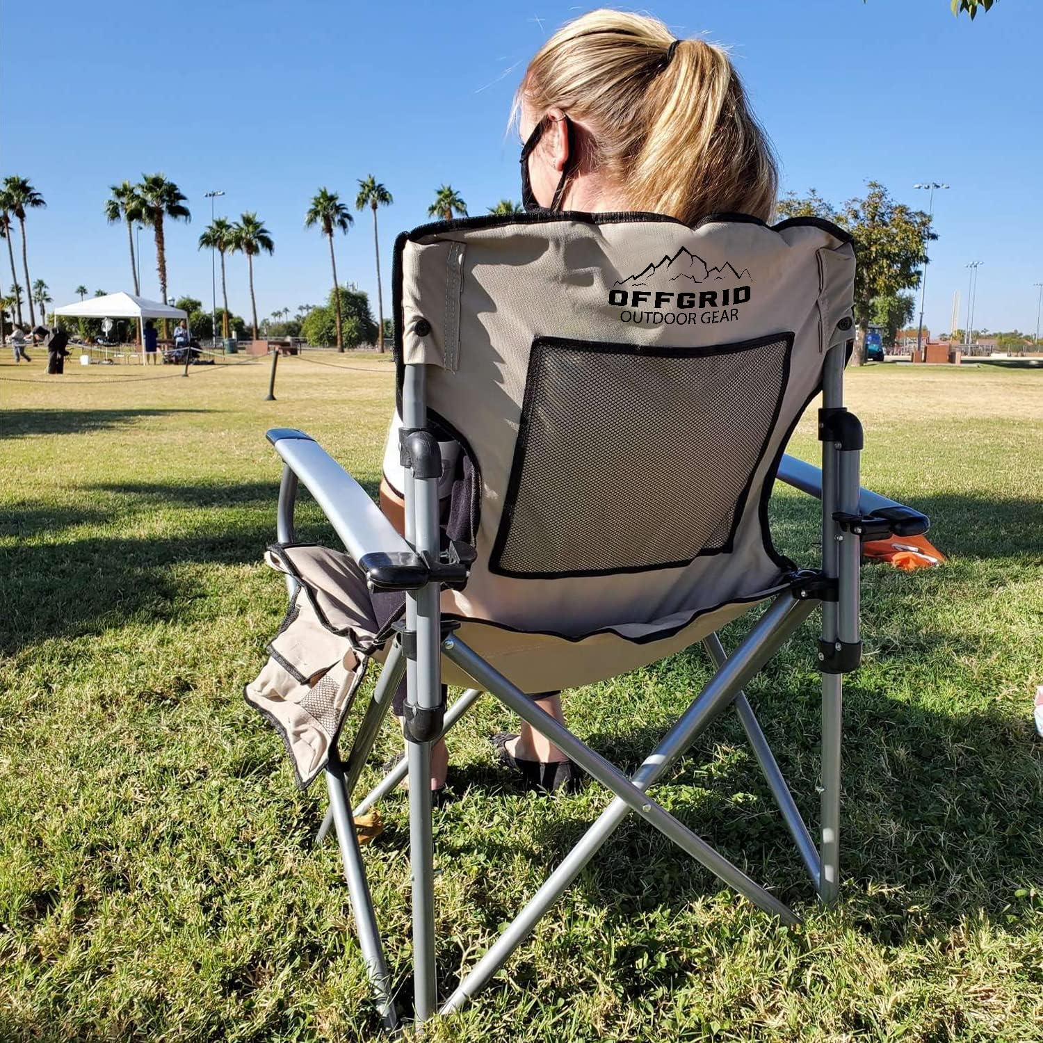 Raptor Series OFFGRID – Silla portátil plegable para acampar con bolsa de transporte, resistente, de gran tamaño
