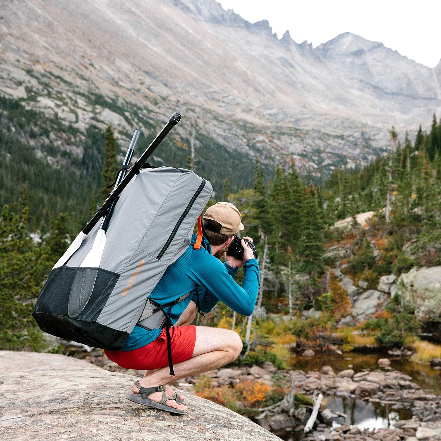 Oru Kayak Oru Pack  Mochila para kayak plegable, nailon resistente, con correas acolchadas para el hombro y cinturón de cadera, cremallera