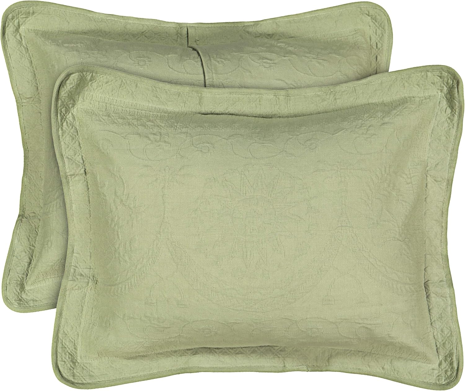 King Charles – Funda de almohada decorativa moderna de matelasse floral, 100% algodón, transpirable, funda estándar (20 x 26 pulgadas), salvia