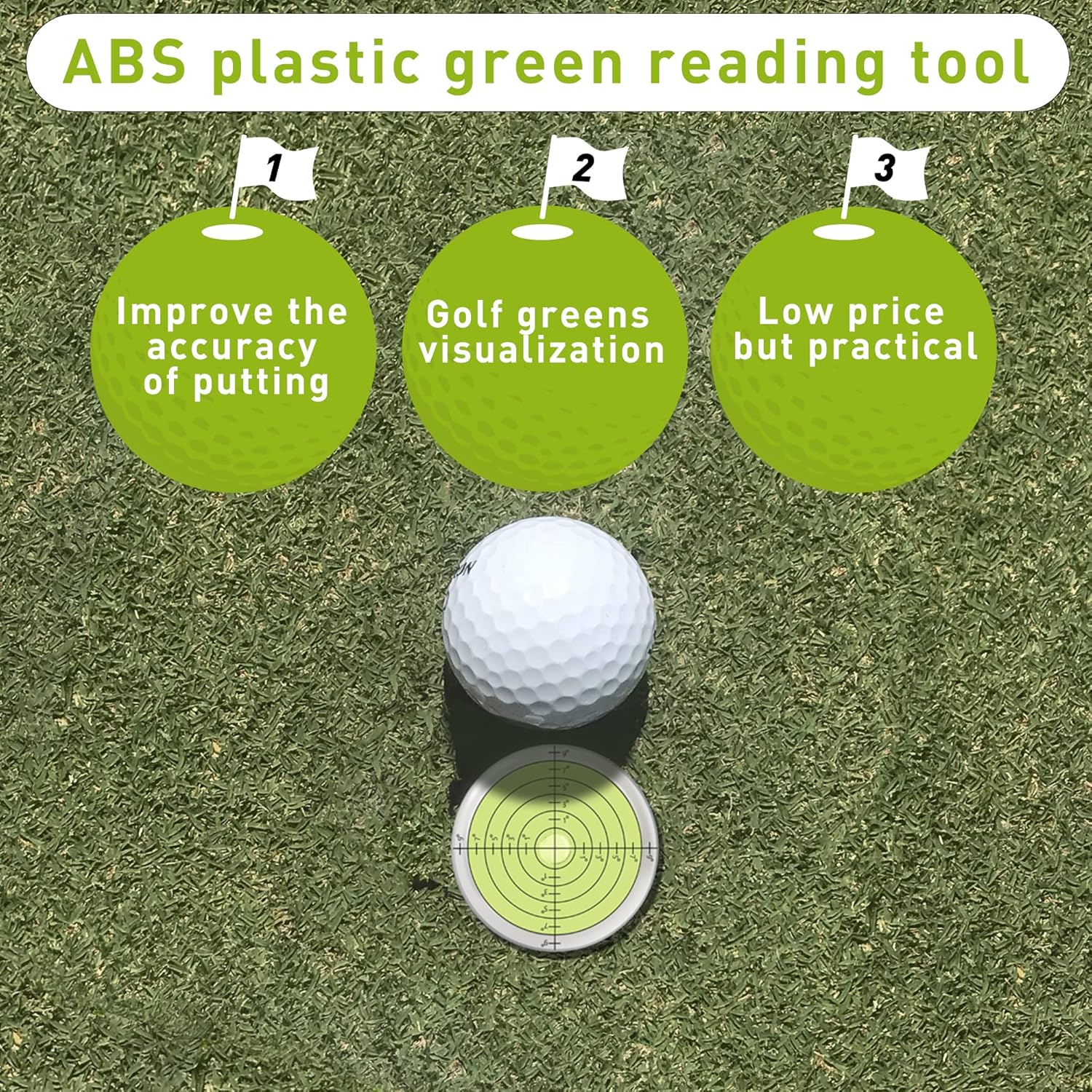 Golf Green Reader Pro Putt marcador de pelota de golf redondo Nivel de burbuja de alta precisión Golf Putting Aid Putting Green