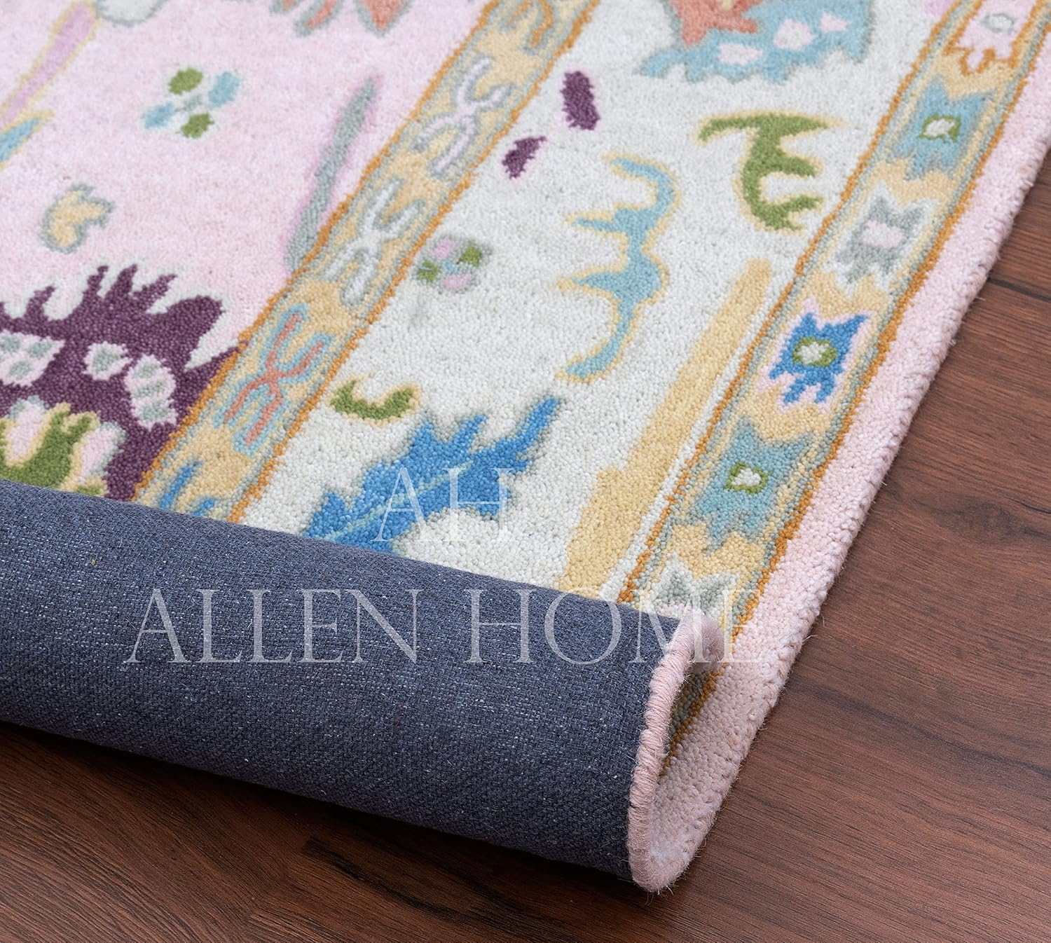 Allen Home – Alfombras 100% de lana hechas a mano, alfombras Ushak pastel adecuadas para sala de estar, dormitorio, comedor, respaldo de látex