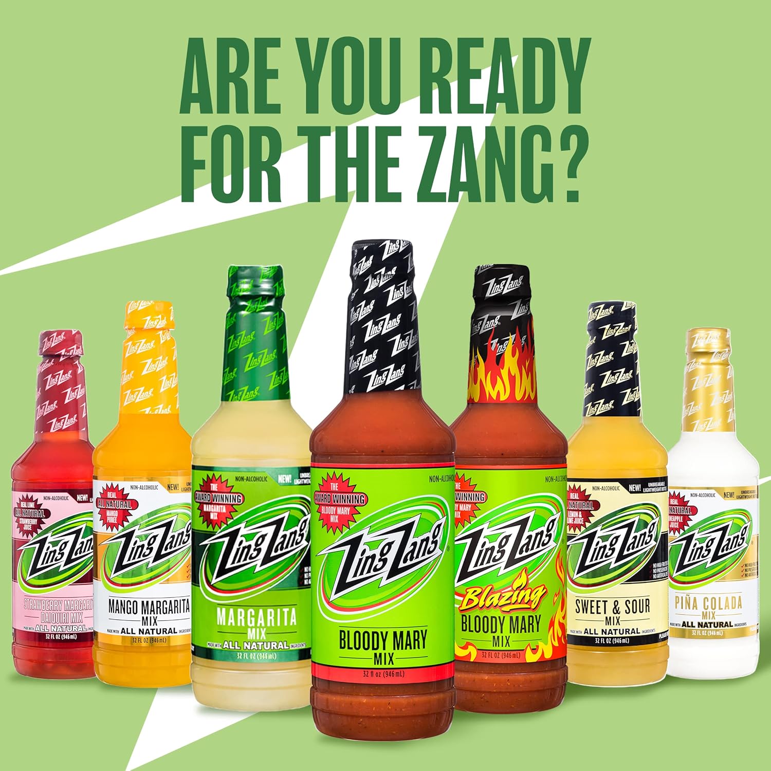 Zing Zang Bloody Mary Mix, mezclador de cóctel sin alcohol con una mezcla de jugo de siete verduras y especias de sabor audaz, latas de 7.5 onzas