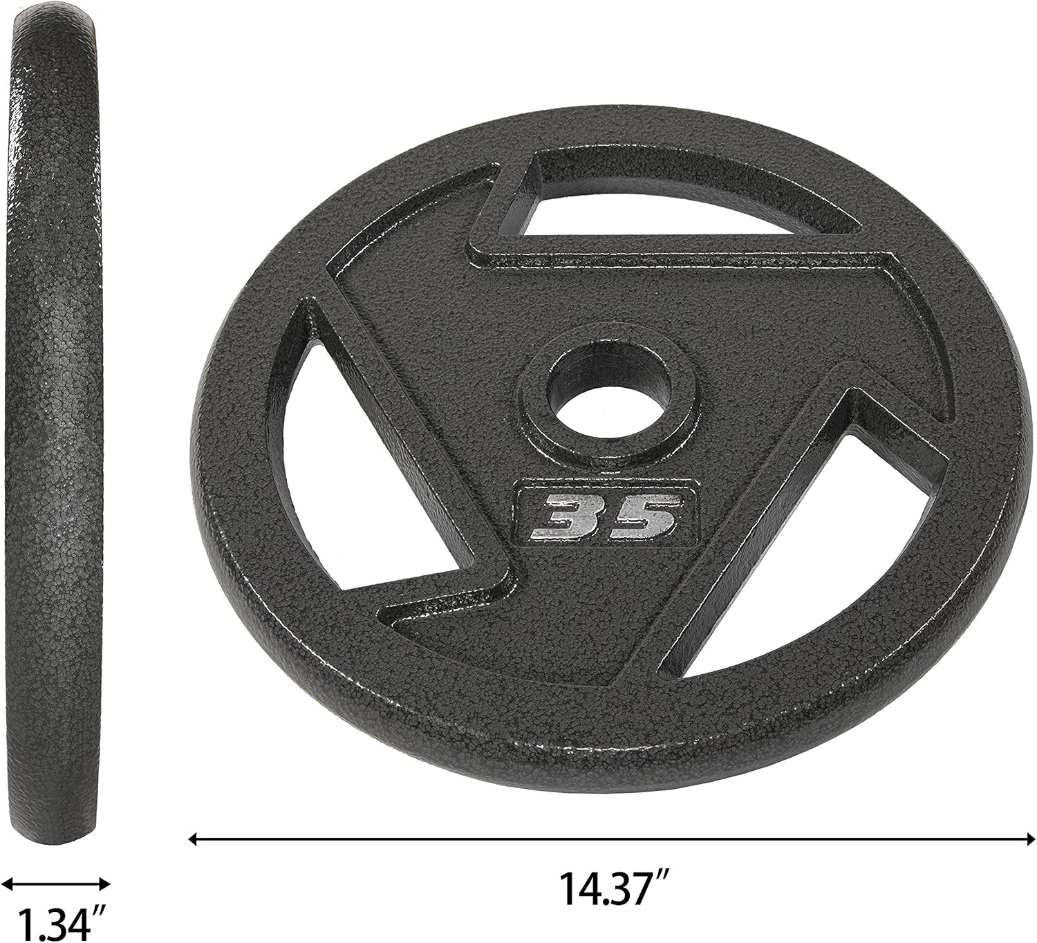 BalanceFrom Powergainz – Placa olímpica de hierro fundido de 2 pulgadas para entrenamiento de fuerza y levantamiento de pesas, color negro,