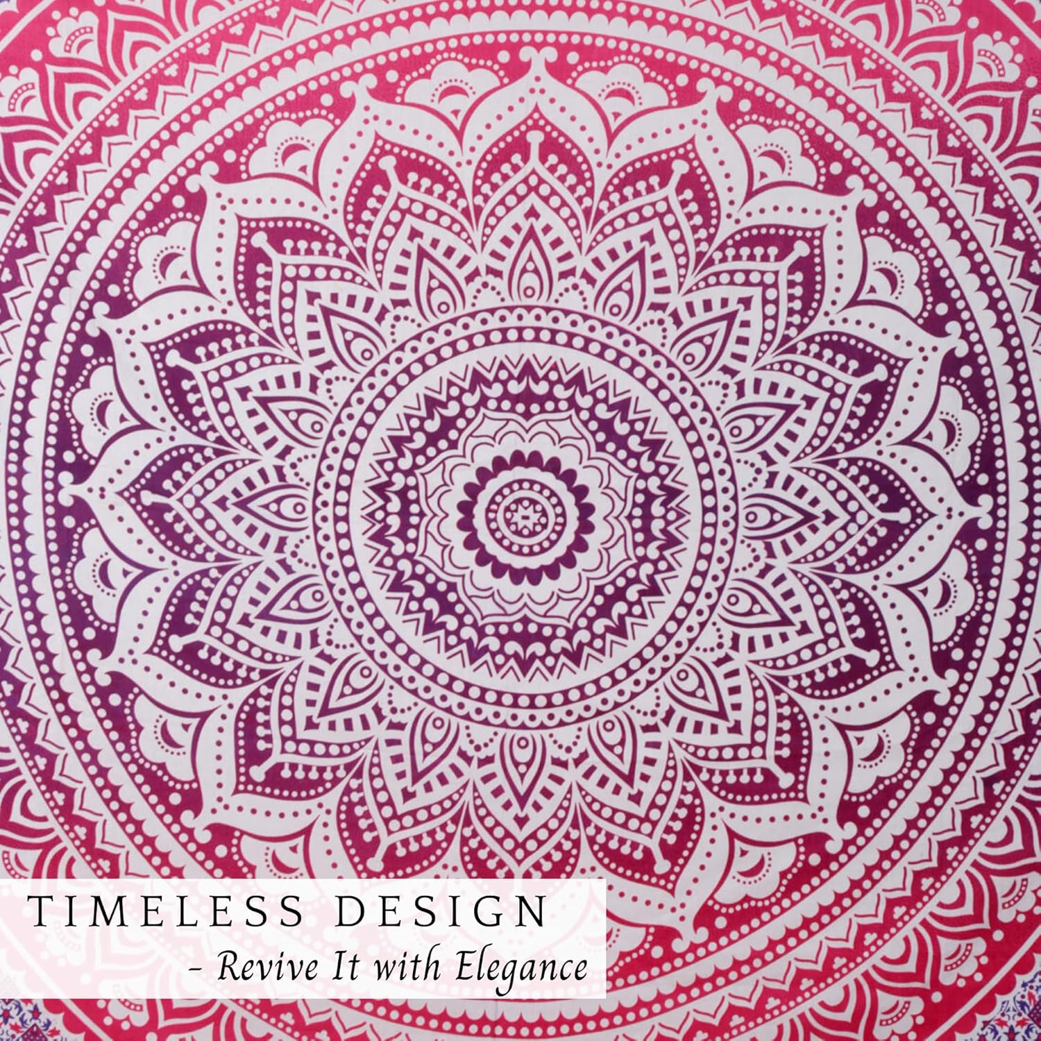 RAJRANG BRINGING RAJASTHAN TO YOU Tapiz rosa hippie con mandala, arte bohemio, decoración de pared, decoración de pared estilo bohemio trippy,