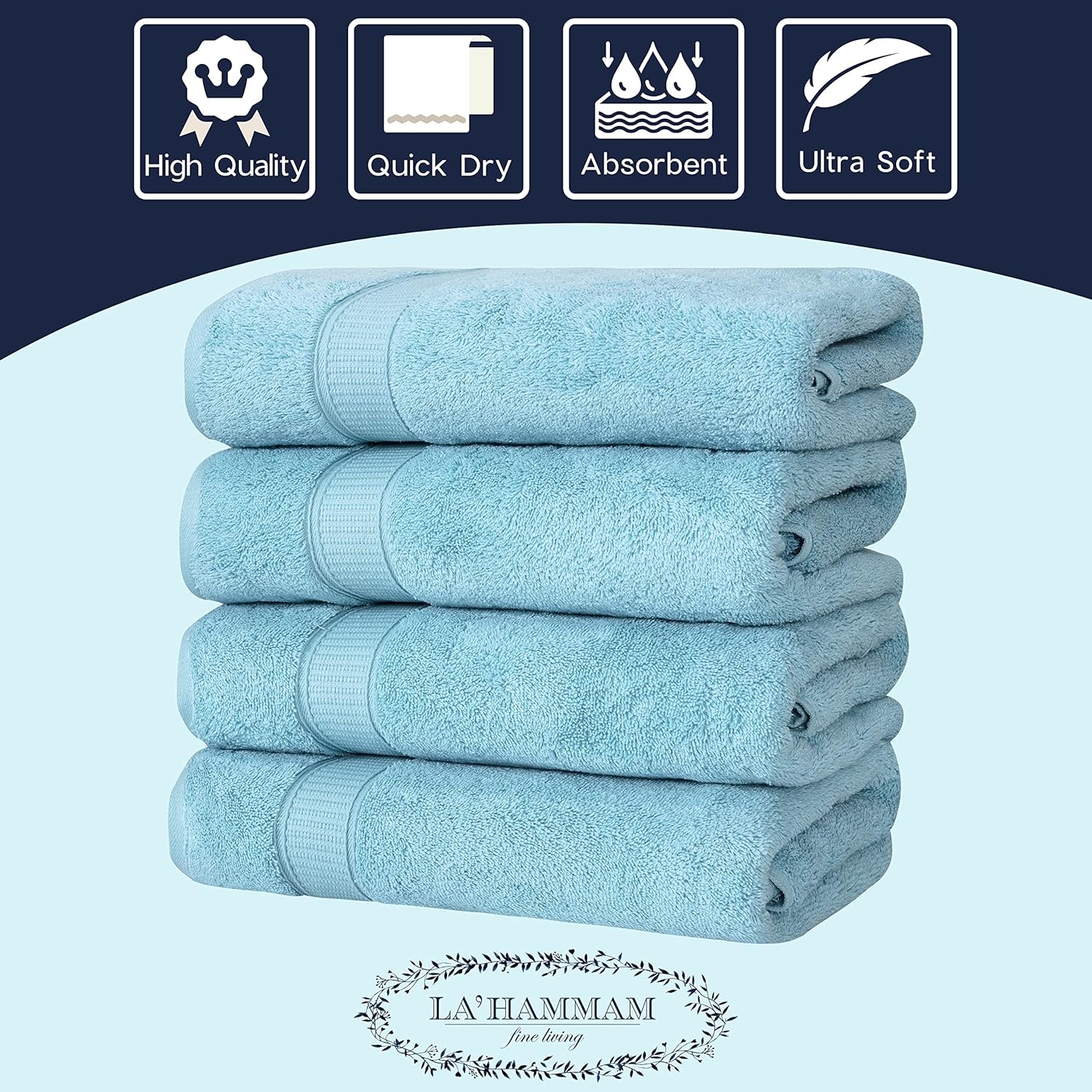 Toallas de algodón turco de lujo de fácil cuidado, extrasuaves y absorbentes, calidad de hotel y spa, toallas turcas de cocina y baño por LA’ HAM