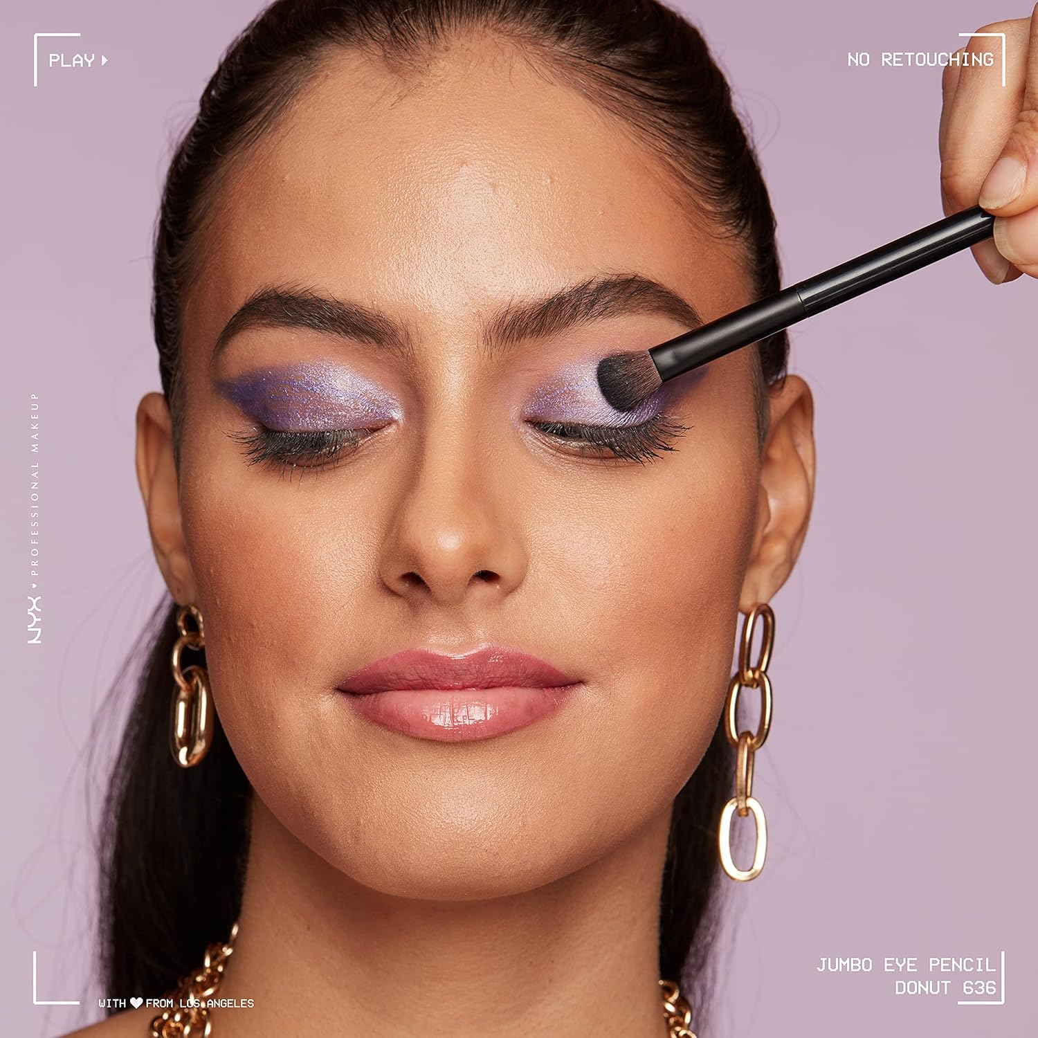 NYX PROFESSIONAL MAKEUP Lápiz de ojos tamaño jumbo, barra de sombra de ojos mezclable y lápiz delineador de ojos, color Donut (Lila)