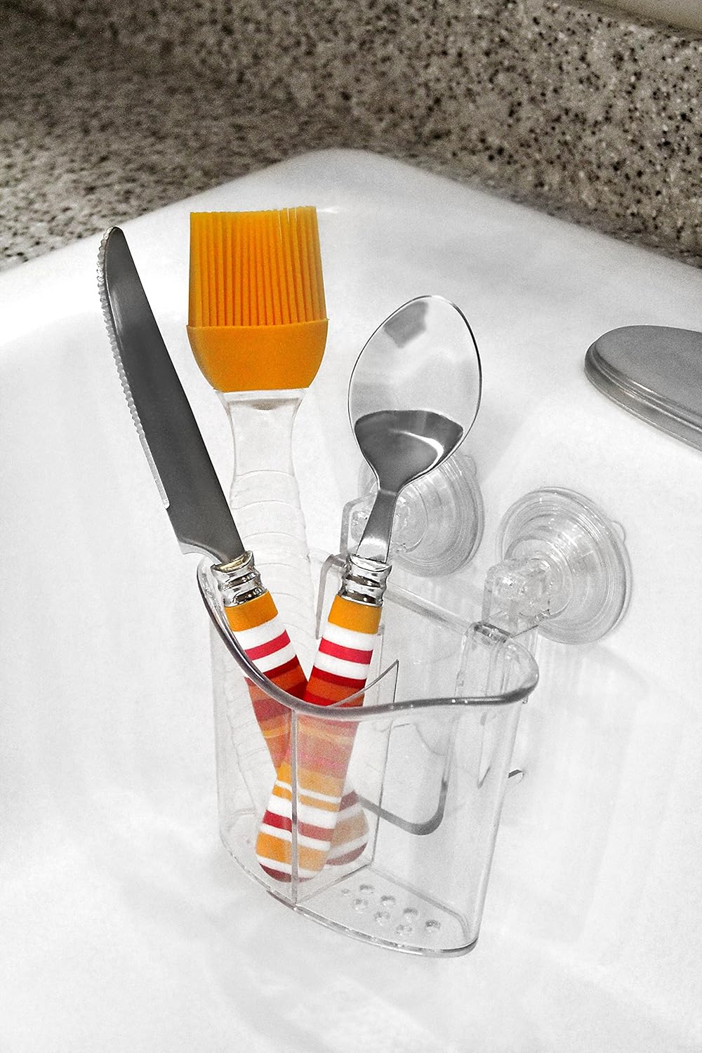 Better Houseware Soporte para cubiertos en el fregadero, grande, transparente