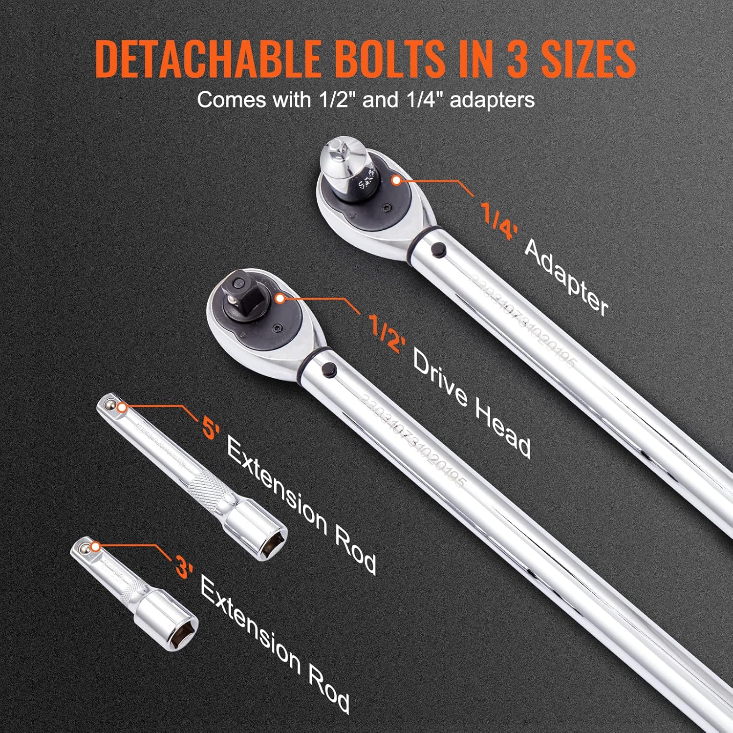 VEVOR Llave dinamométrica, llave dinamométrica de clic de 12 pulgada 20-250ft.lb34-340n.m, juego de llaves dinamométricas ajustables de doble