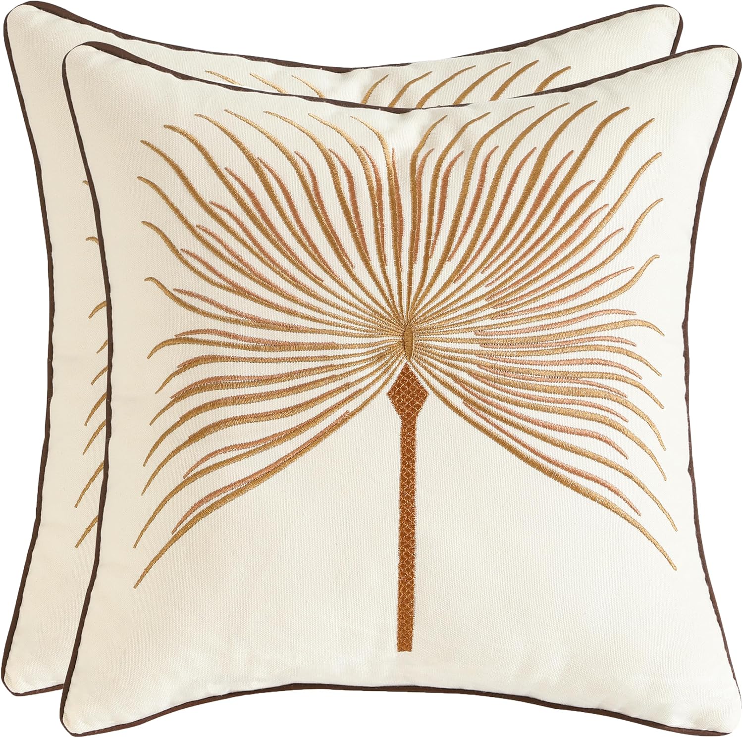 Tosleo Fundas de almohada decorativas de 18 x 18 pulgadas, paquete de 2 fundas de almohada bordadas de algodón para decoración del hogar, fundas de