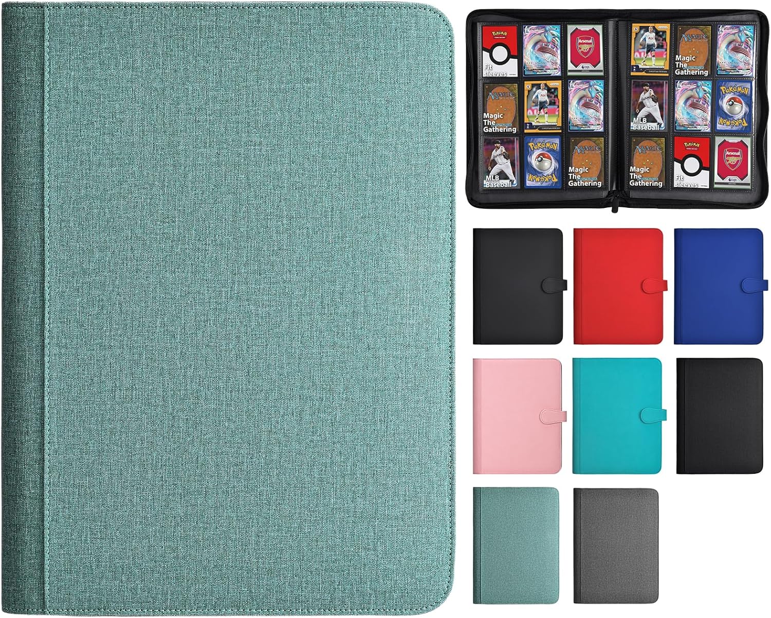 HerriaT Carpeta de tarjetas intercambiables, carpeta de colección de tarjetas de poliuretano de 9 bolsillos para 360 tarjetas, libro de tarjetas