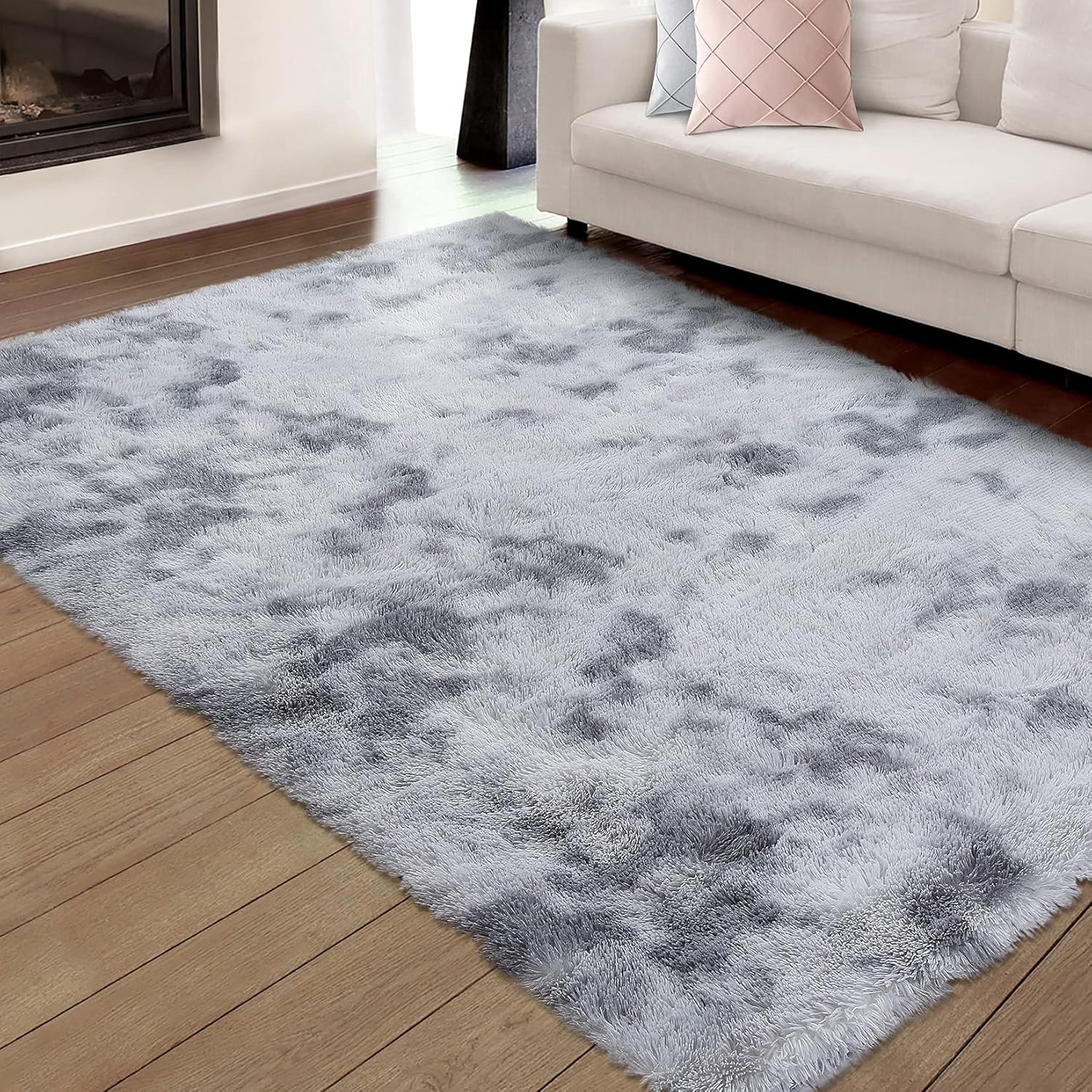 GAOMON Alfombras esponjosas para sala de estar, mullidas, suaves y gruesas, alfombra de pelo sintético abstracto, alfombra antideslizante para
