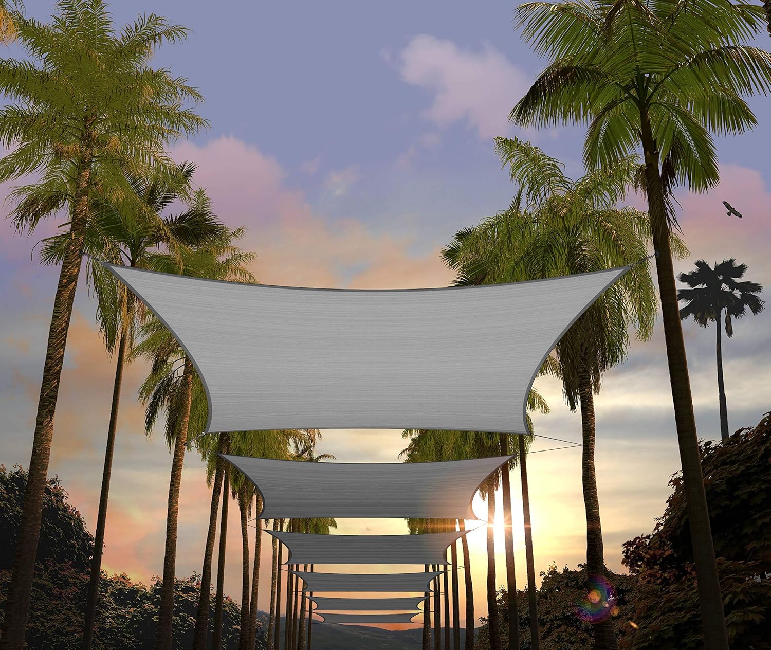 Amgo Toldo cuadrado gris de 10 x 10 pies, UPF50+ AGTAPS10, 95% de bloqueo UV, permeable al agua y al aire, comercial y residencial, 3 años de