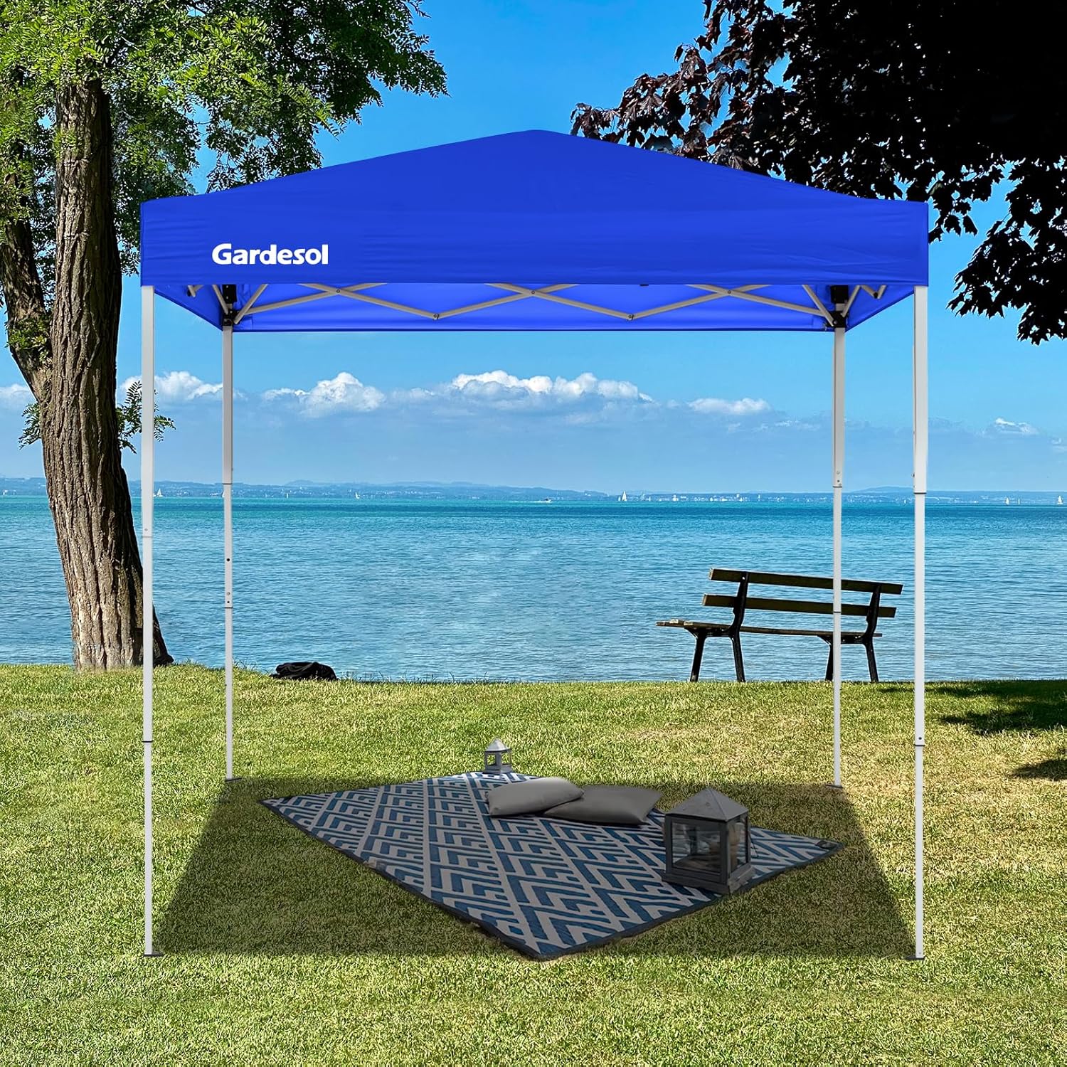 Gardesol E-Z – Tienda de campaña portátil para exteriores con bolsa de transporte y marco blanco, protección UV, de 6 x 4 pies, color azul