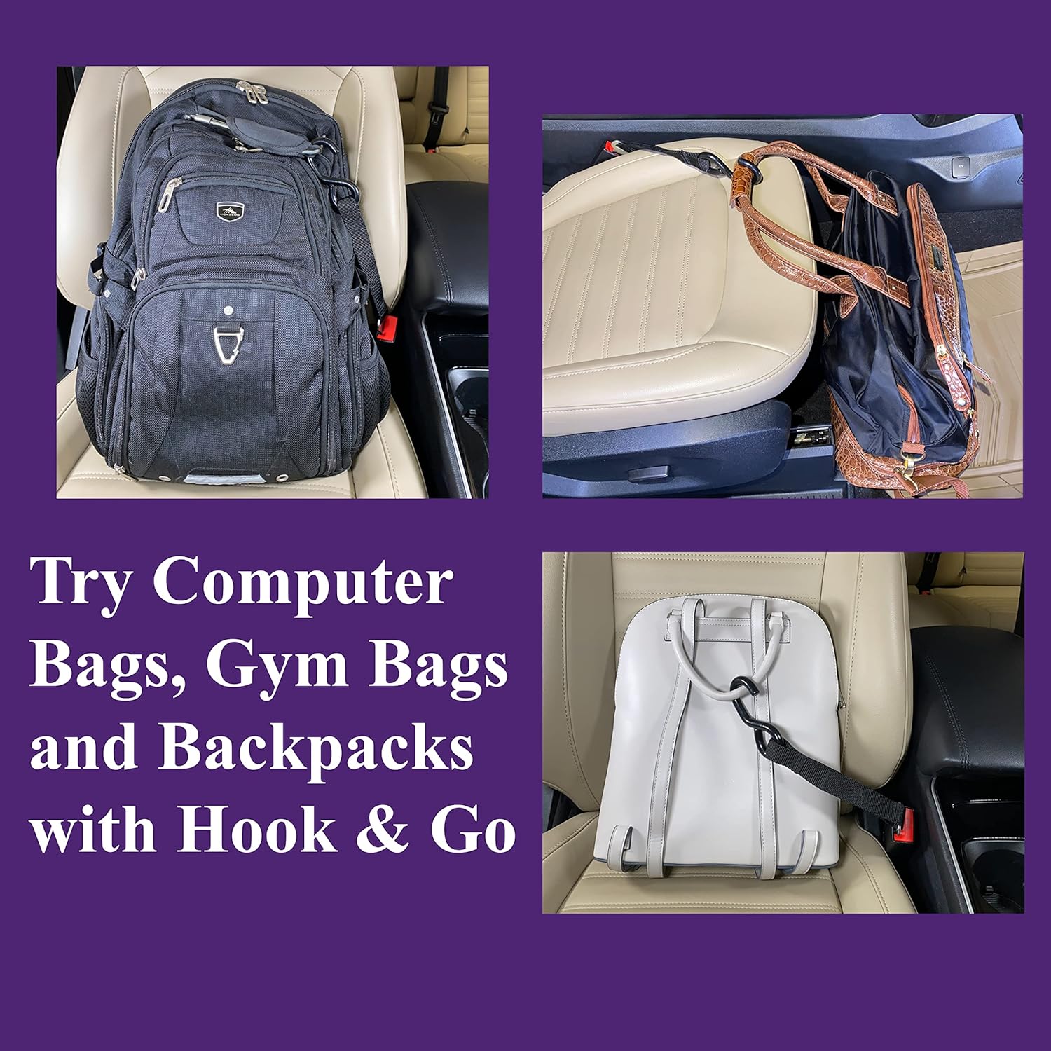 HOOK&GO Ganchos de asiento de automóvil de alta calidad para bolsos y bolsos, colgar bolsas de compras para colgar bolsos de colgar bolsos del