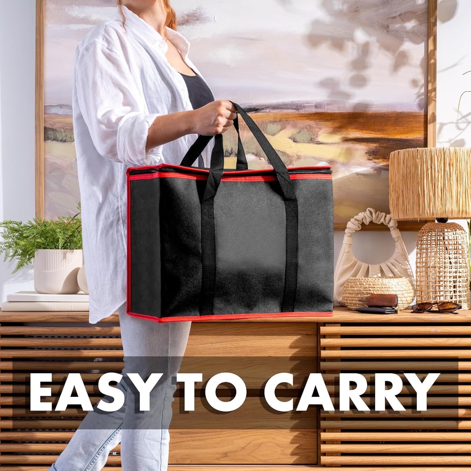 (No fabricado en China) Paquete de 2 bolsas de compras aisladas, bolsa de comestibles reutilizable y plegable, bolsa de aislamiento térmico para
