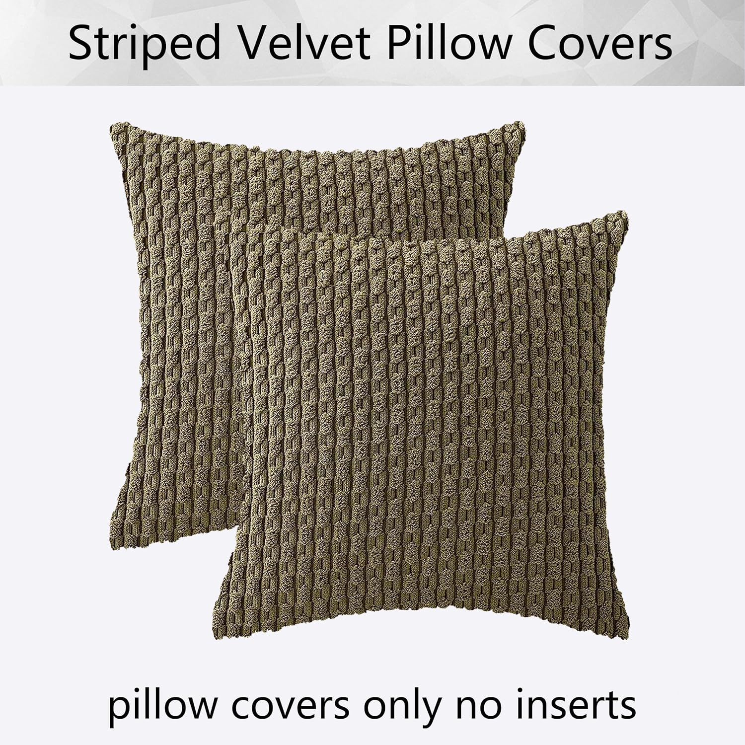 Kevin Textile – Juego de 2 fundas decorativas cuadradas para cojines, de pana suave y con moderno estilo campestre bohemio a rayas, decoración