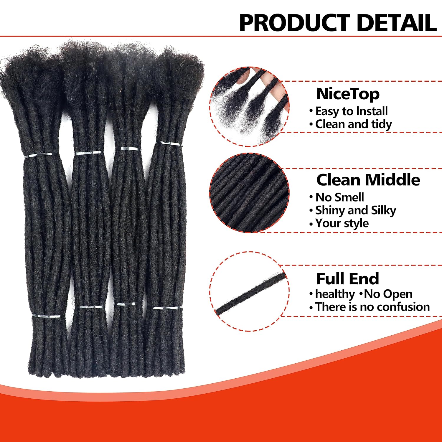 Loc – Extensiones de cabello humano de 4-24 pulgadas, extensiones de rastas de cabello humano totalmente hechas a mano, extensiones de cabello