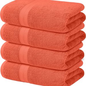 Avalon Towels Juego de 4 toallas de baño, 100% algodón de 21.16 ozm, ligeras y altamente absorbentes, toalla de secado rápido, sensación suave, 27 x Avalon Towels Juego de 4 toallas de baño, 100% algodón de 21.16 ozm, ligeras y altamente absorbentes, toalla de secado rápido, sensación suave, 27 x